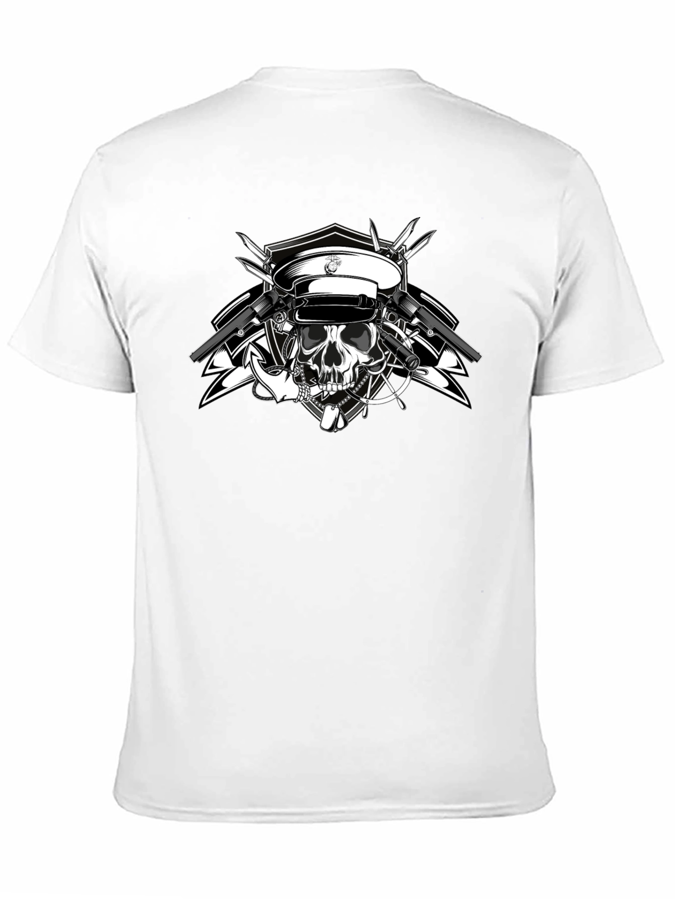 Skull & Guns Graphic Tee - Black Cotton