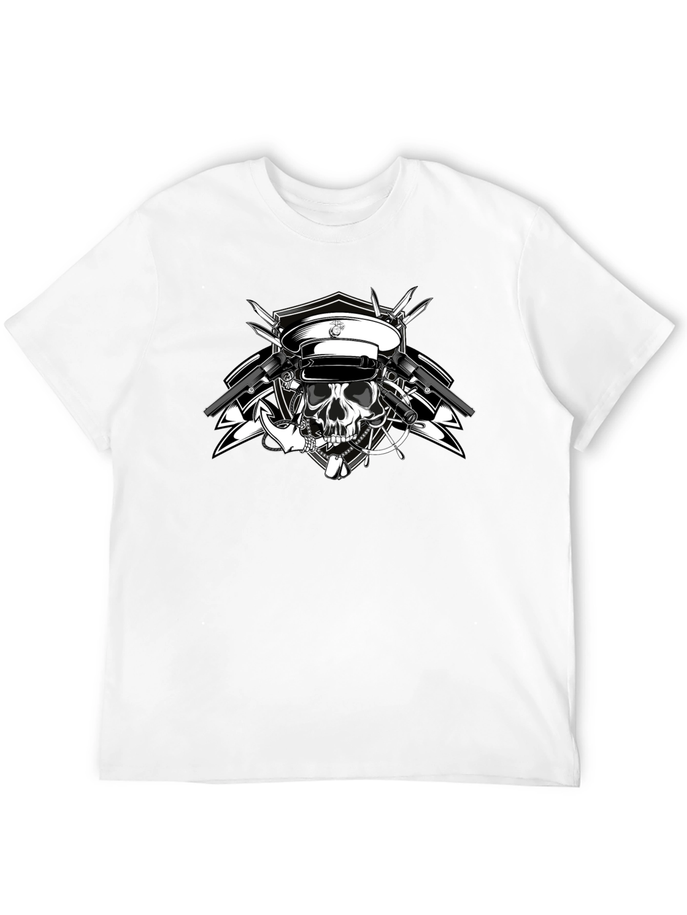 Skull & Guns Graphic Tee - Black Cotton