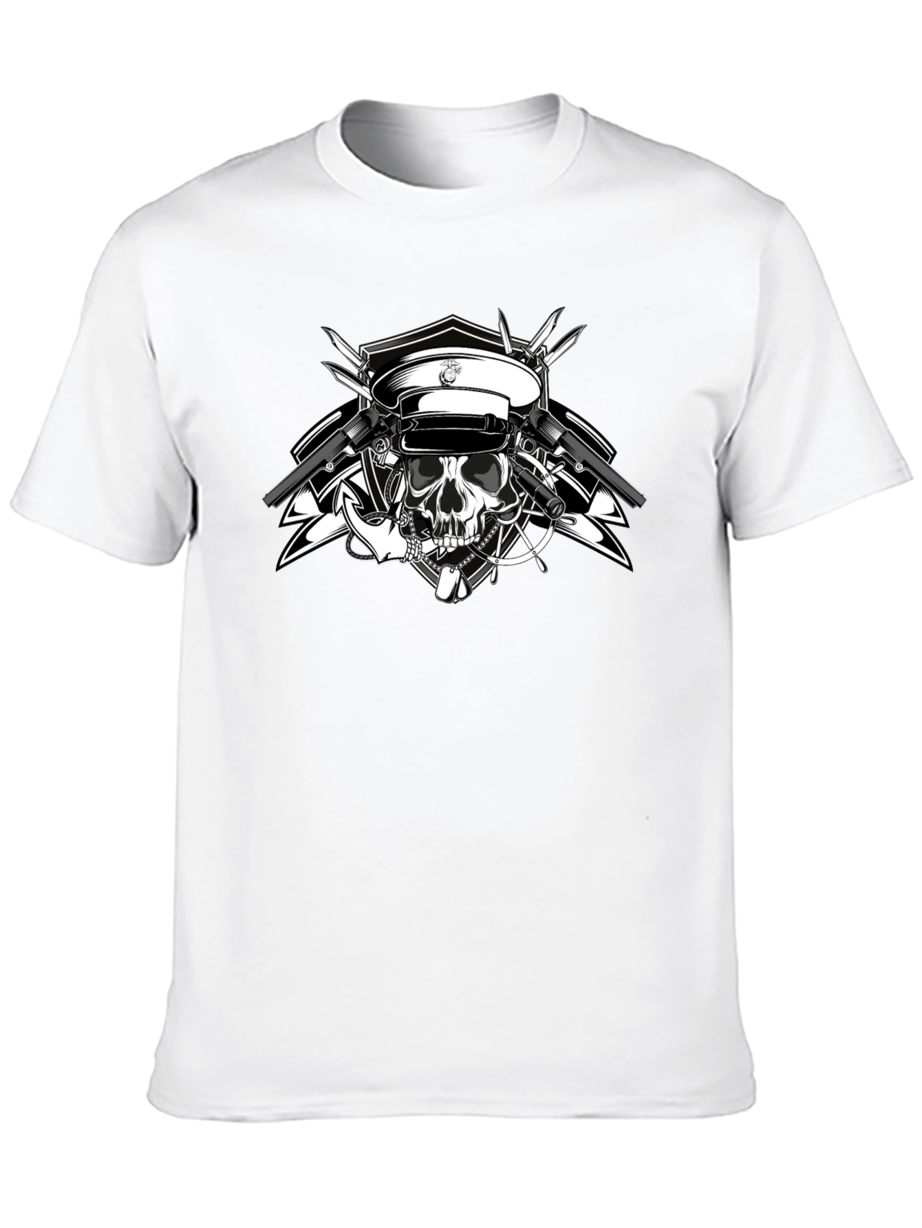 Skull & Guns Graphic Tee - Black Cotton