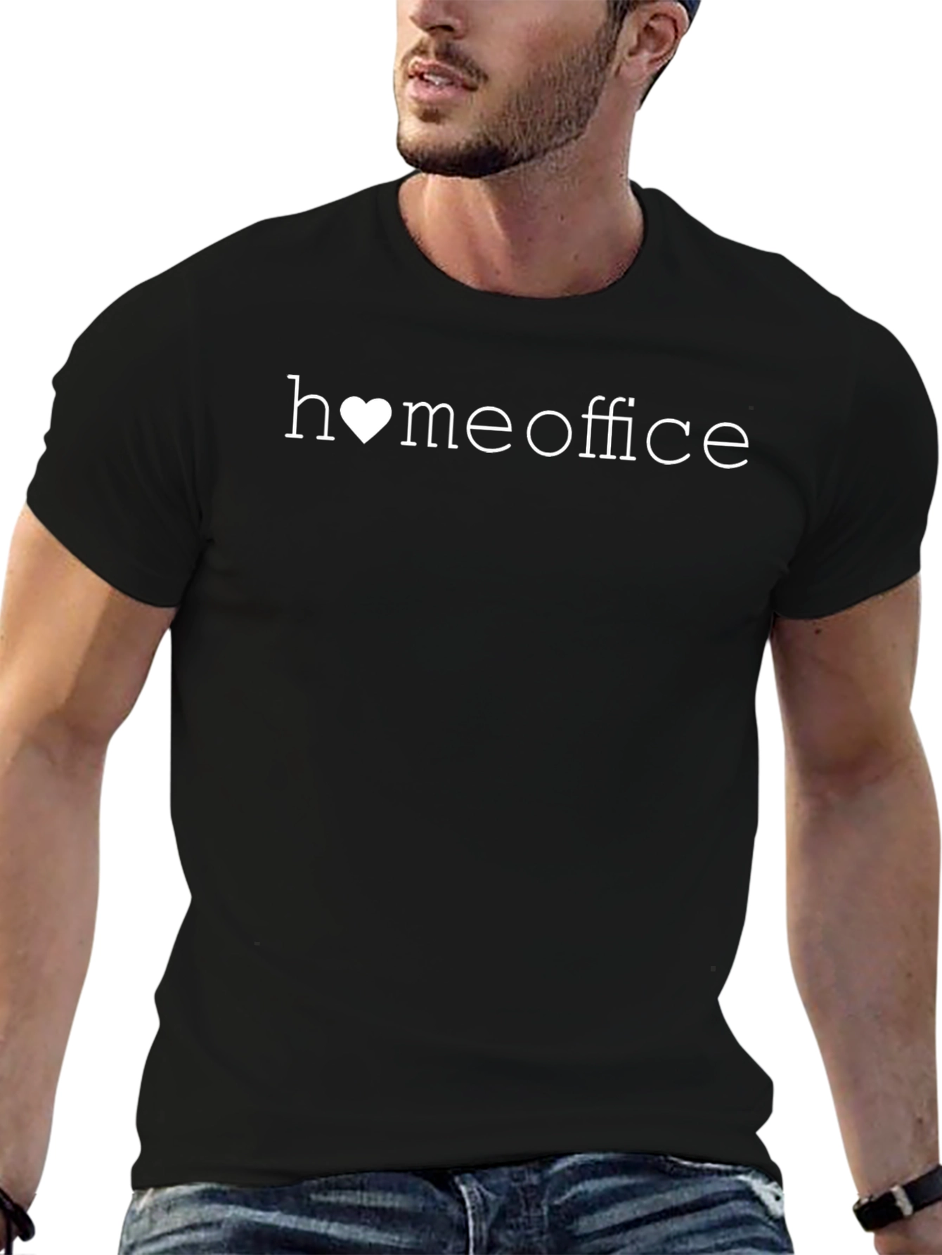 Home Office Heart T-Shirt - Black Casual Tee