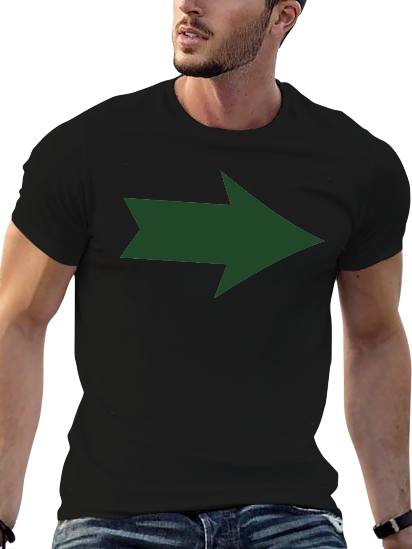 Right Arrow Graphic Tee - Black Cotton T-Shirt