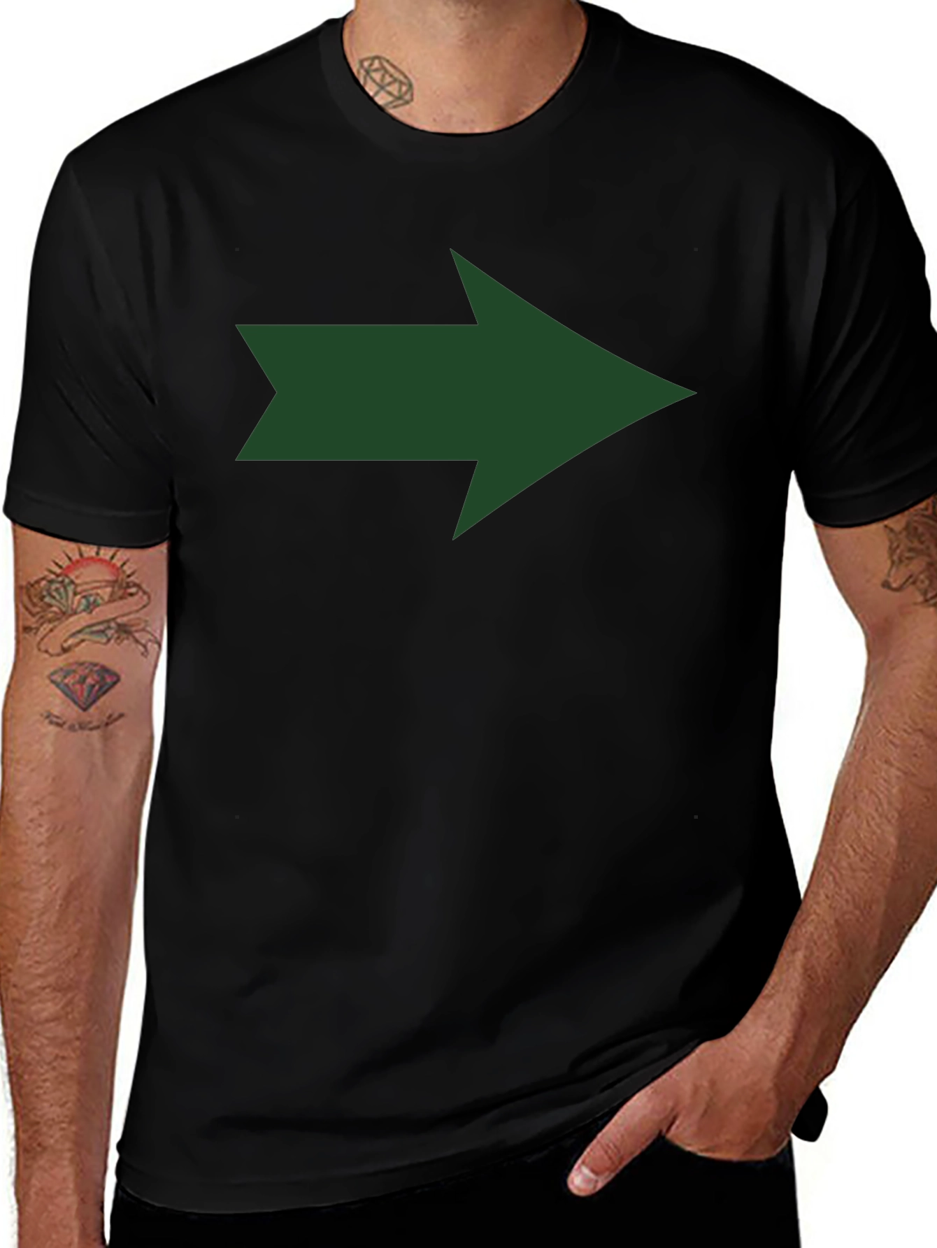 Right Arrow Graphic Tee - Black Cotton T-Shirt
