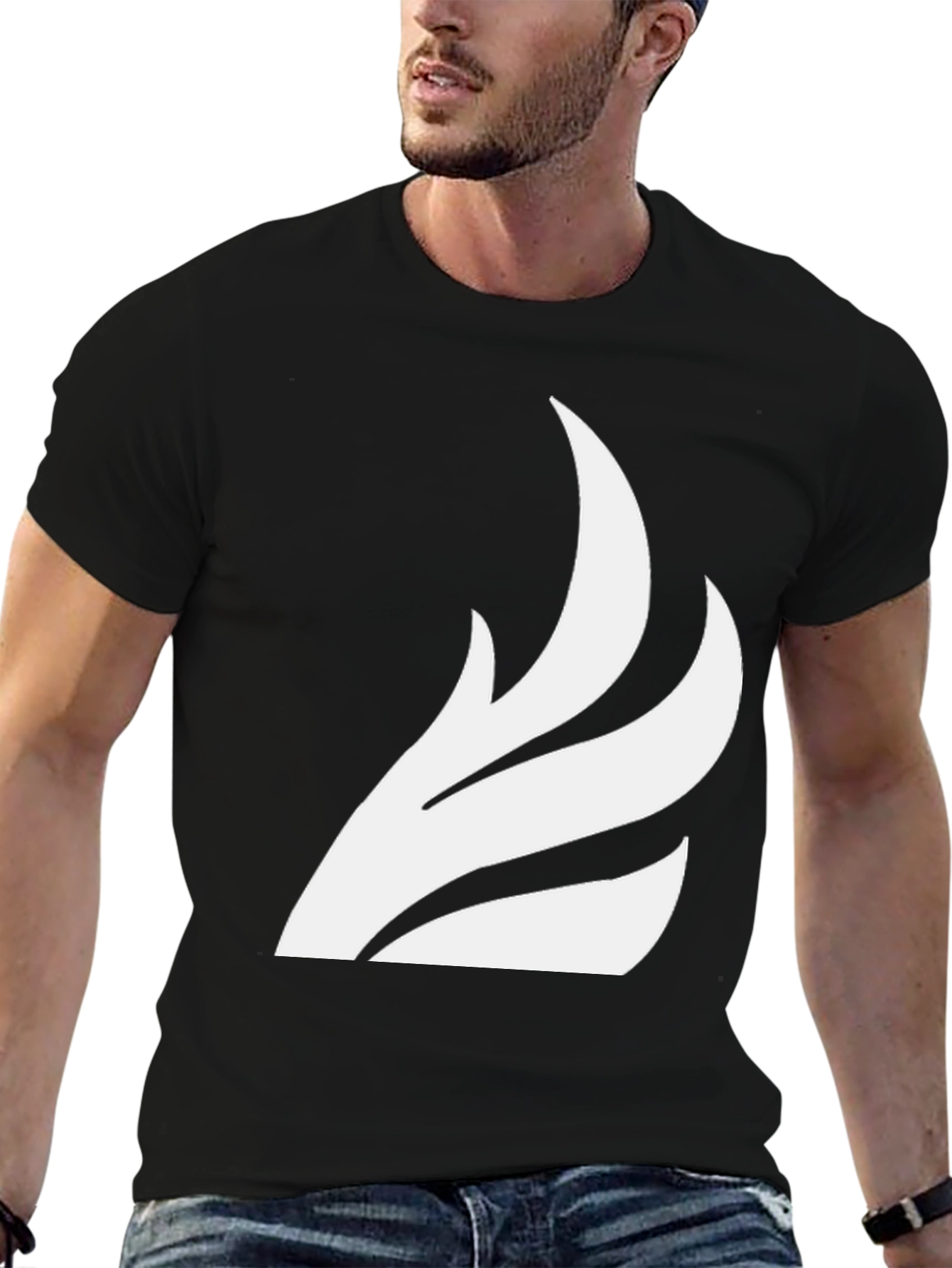 Black T-Shirt with White Wing Graphic Tee