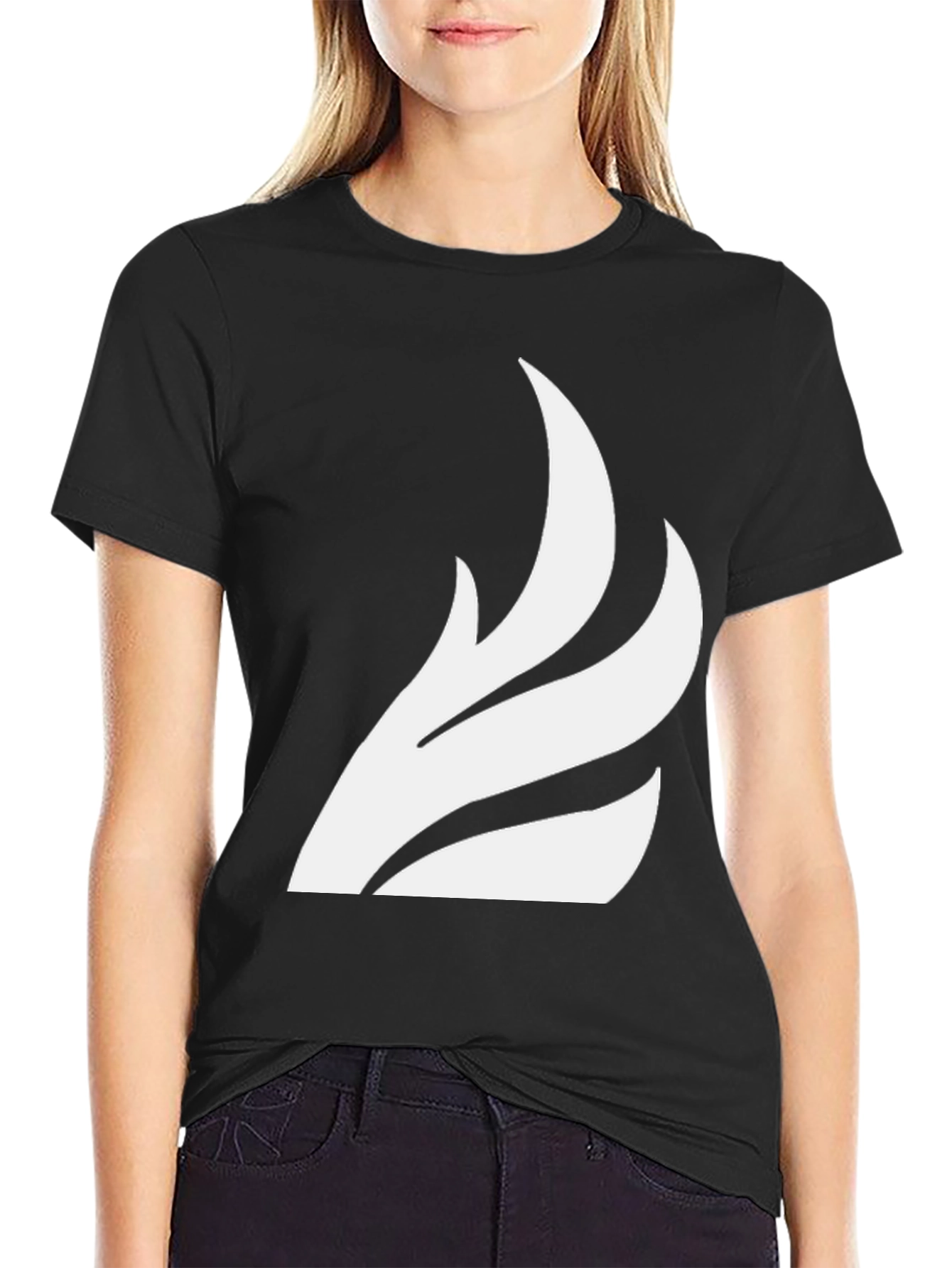 Black T-Shirt with White Wing Graphic Tee