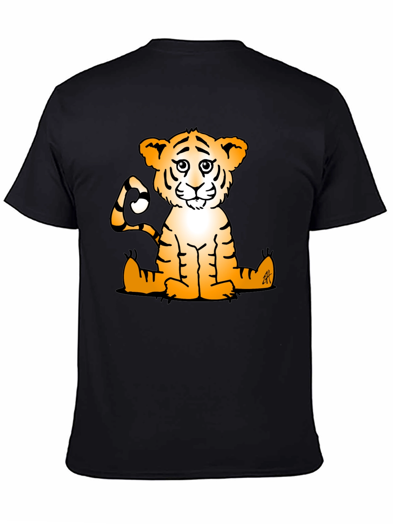 Cute Tiger Graphic Tee - Black Casual T-Shirt