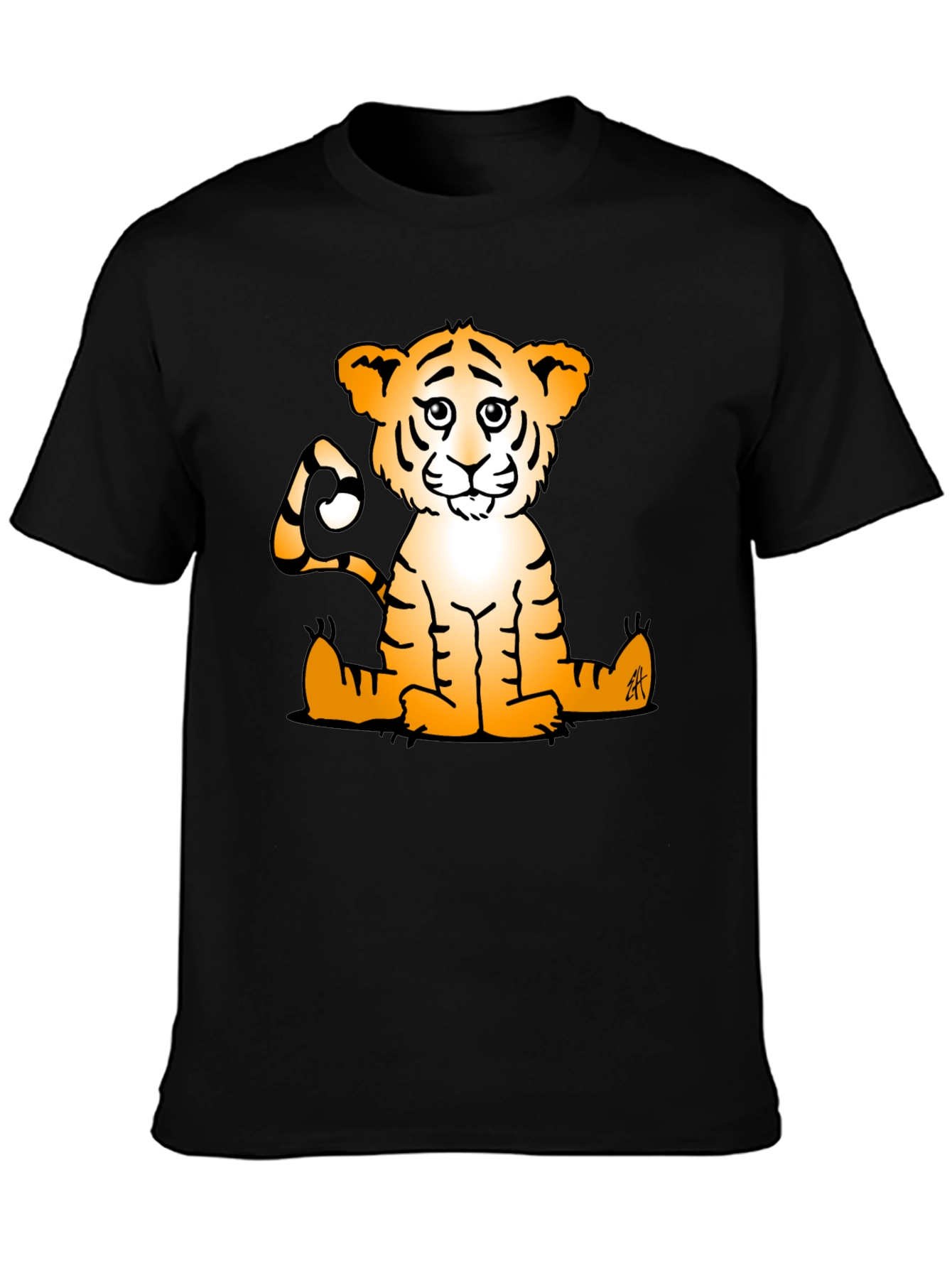 Cute Tiger Graphic Tee - Black Casual T-Shirt