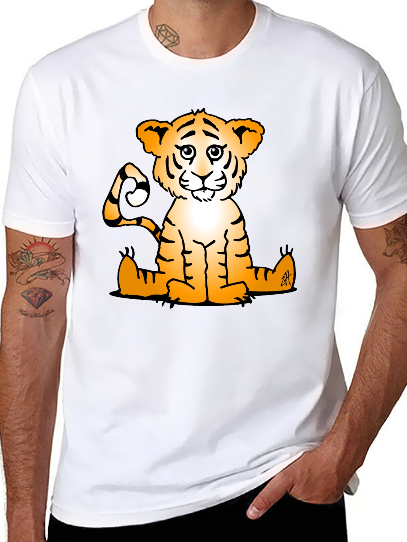 Cute Tiger Graphic Tee - Black Casual T-Shirt