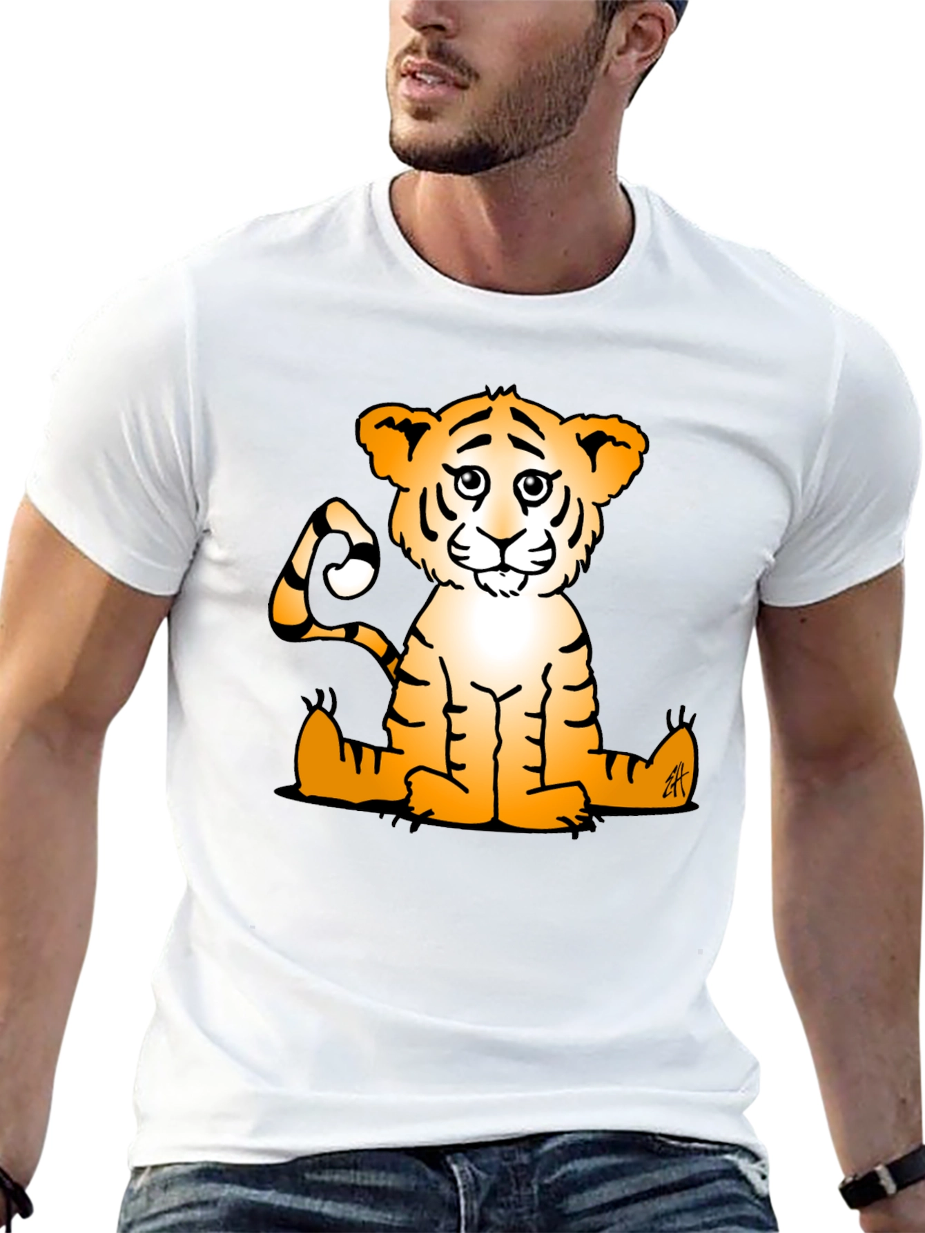 Cute Tiger Graphic Tee - Black Casual T-Shirt