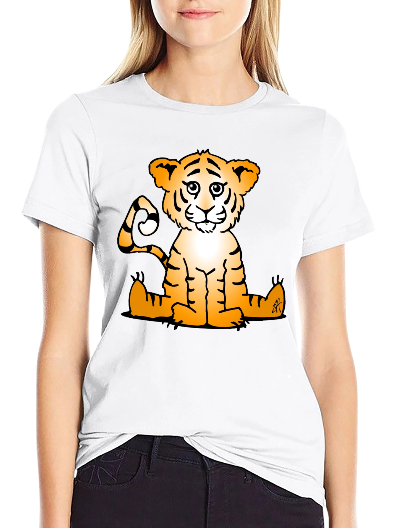 Cute Tiger Graphic Tee - Black Casual T-Shirt