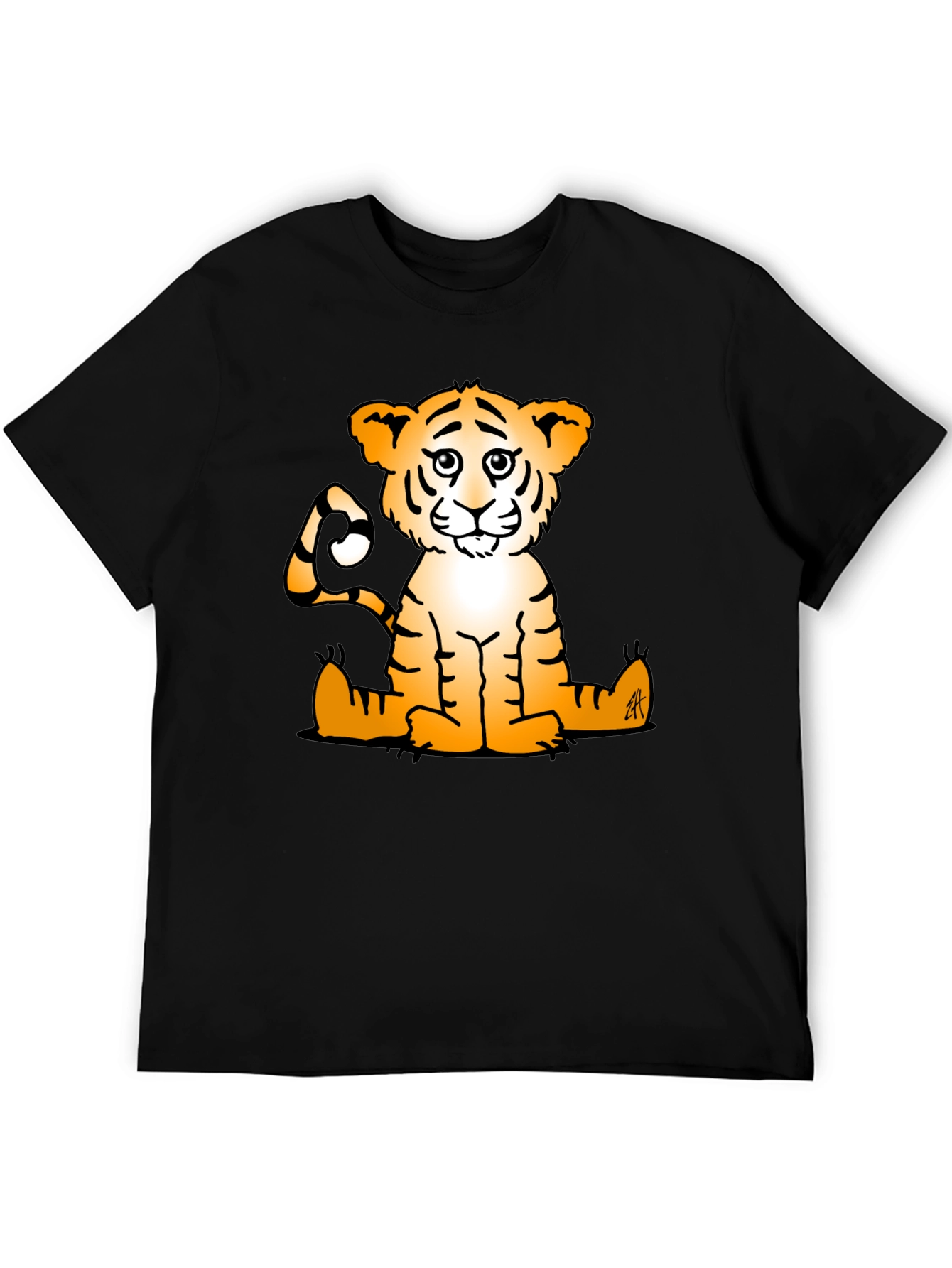 Cute Tiger Graphic Tee - Black Casual T-Shirt