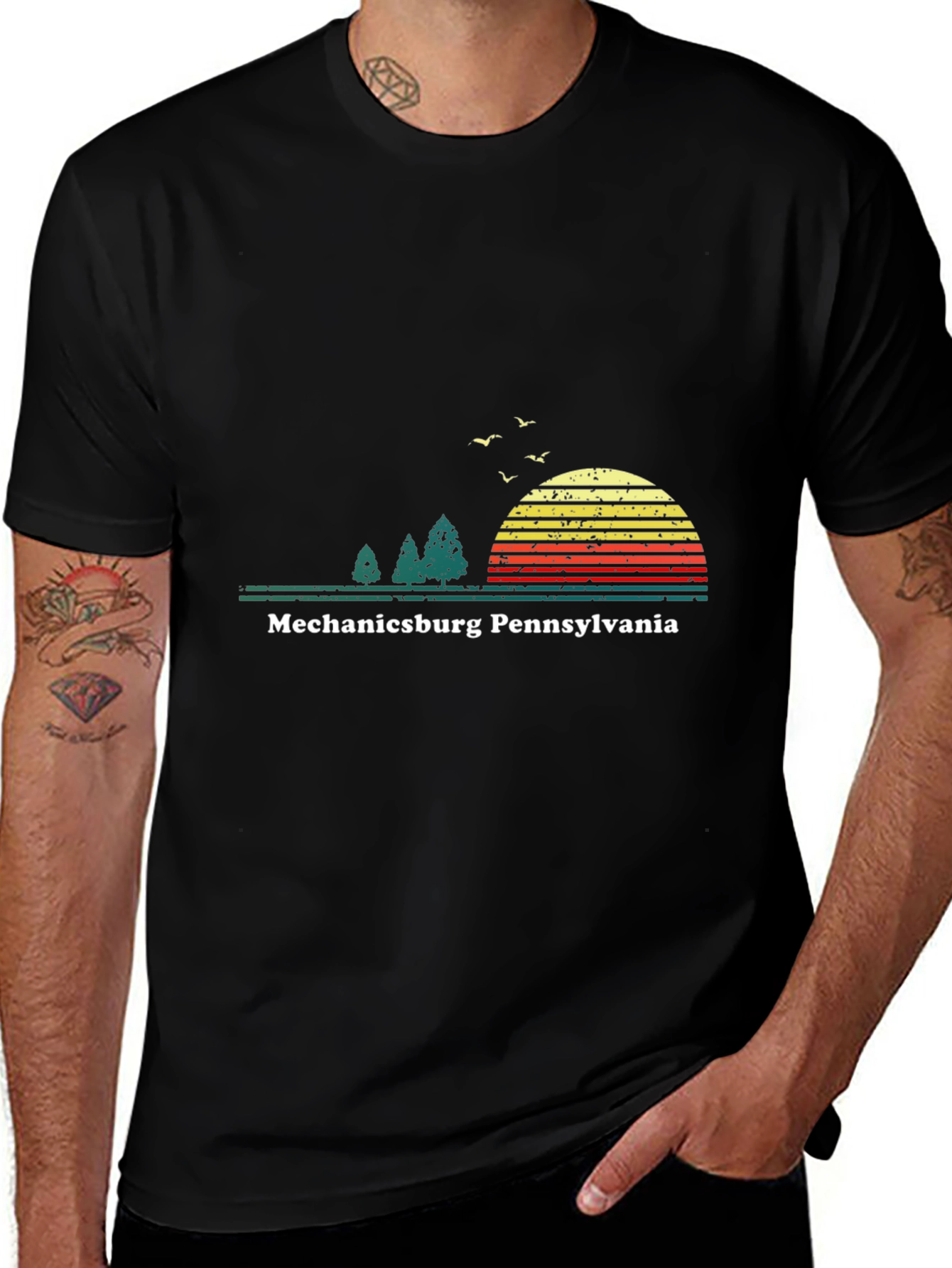 Mechanicsburg Pennsylvania Retro Sunset T-Shirt