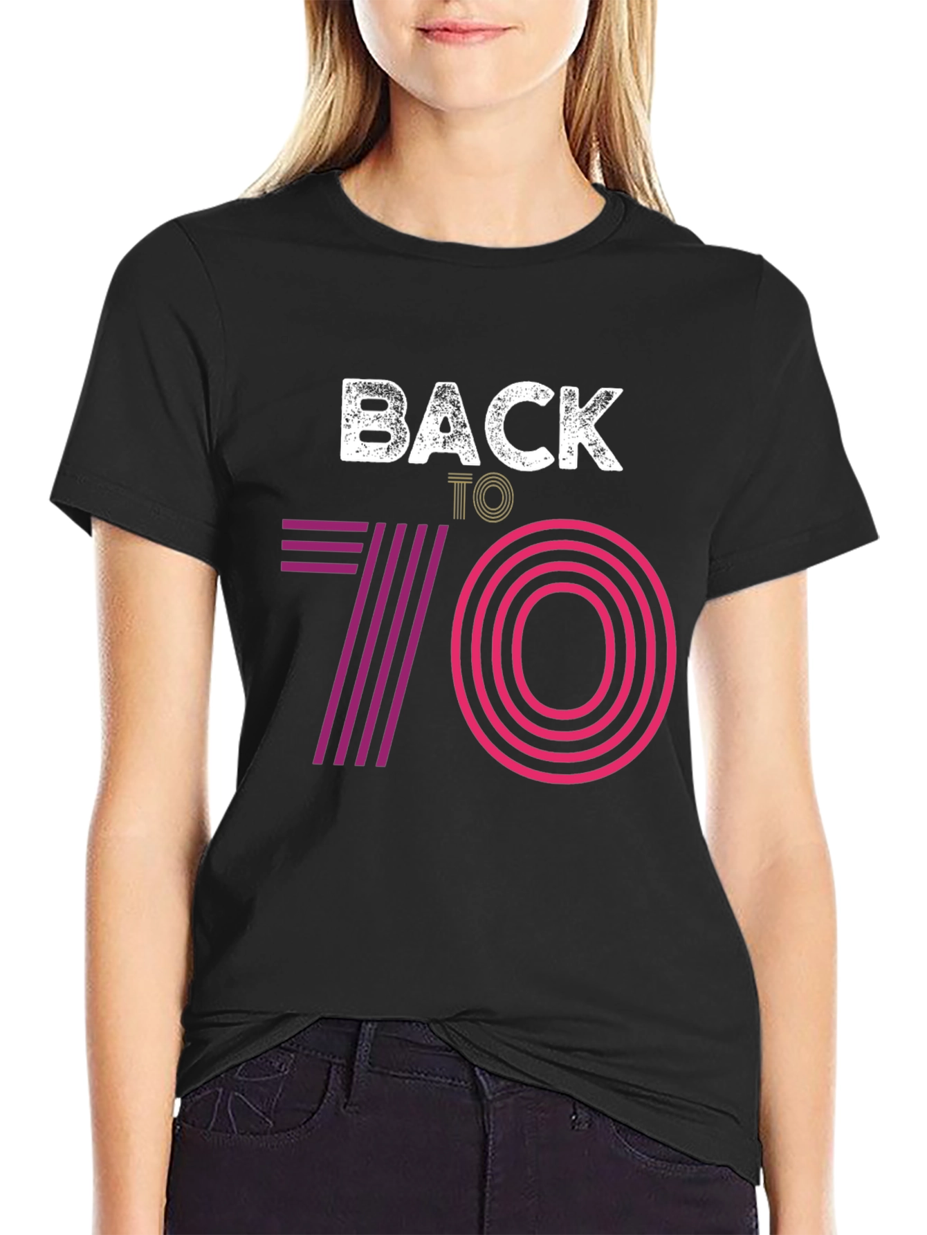 Retro Back to 70s Graphic Tee - Black