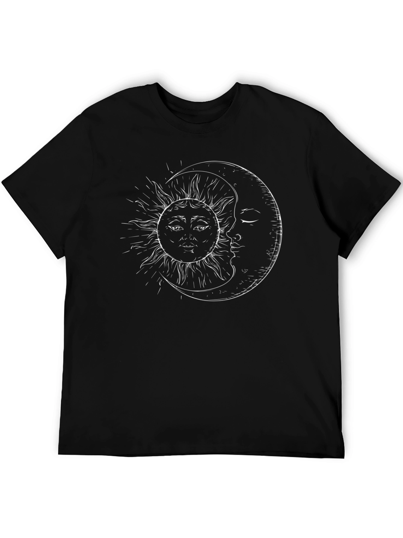 Celestial Sun and Moon Graphic Black T-Shirt