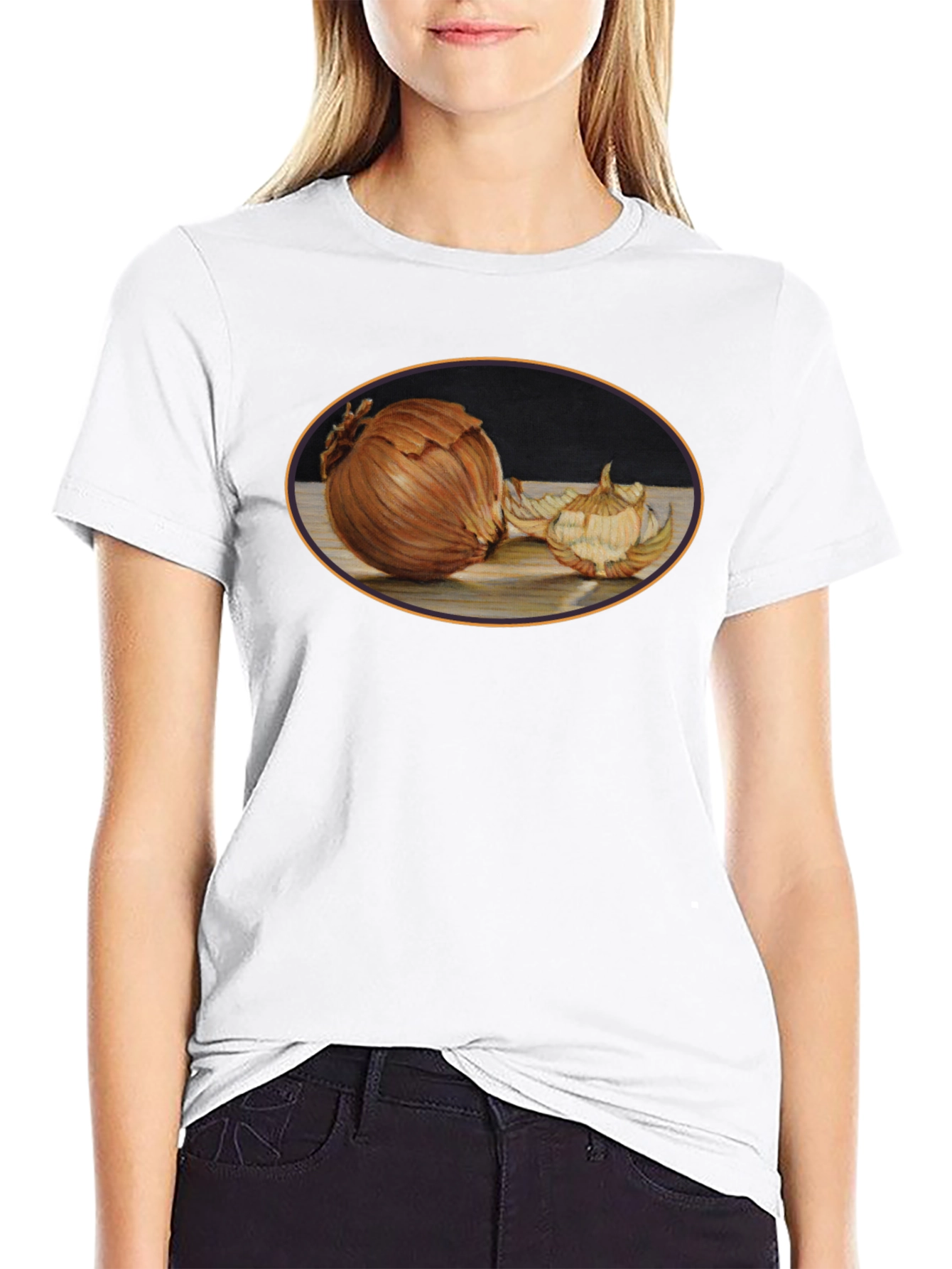 Onion Still Life Black T-Shirt