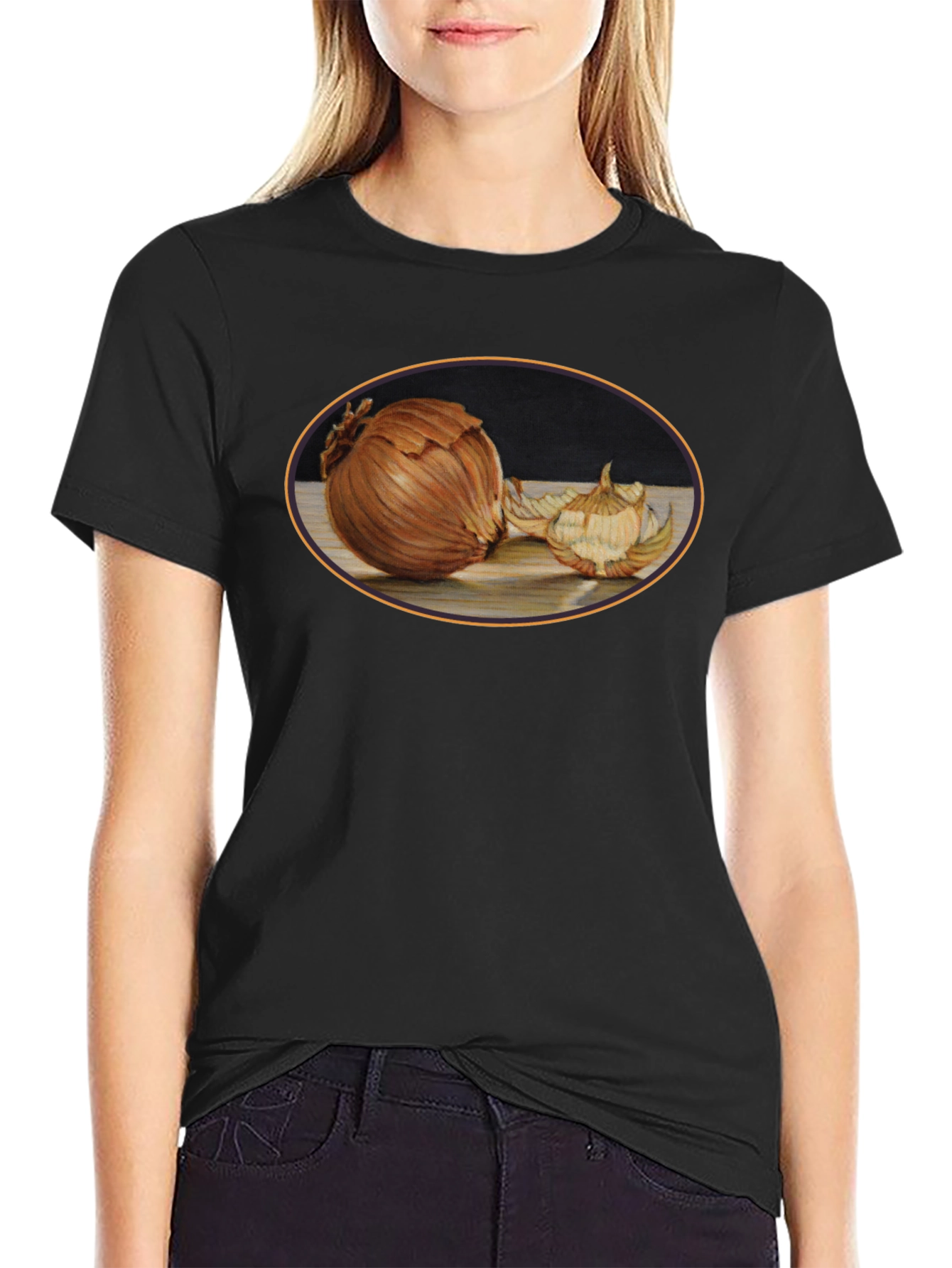 Onion Still Life Black T-Shirt