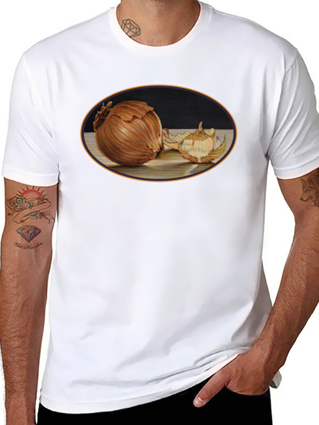 Onion Still Life Black T-Shirt