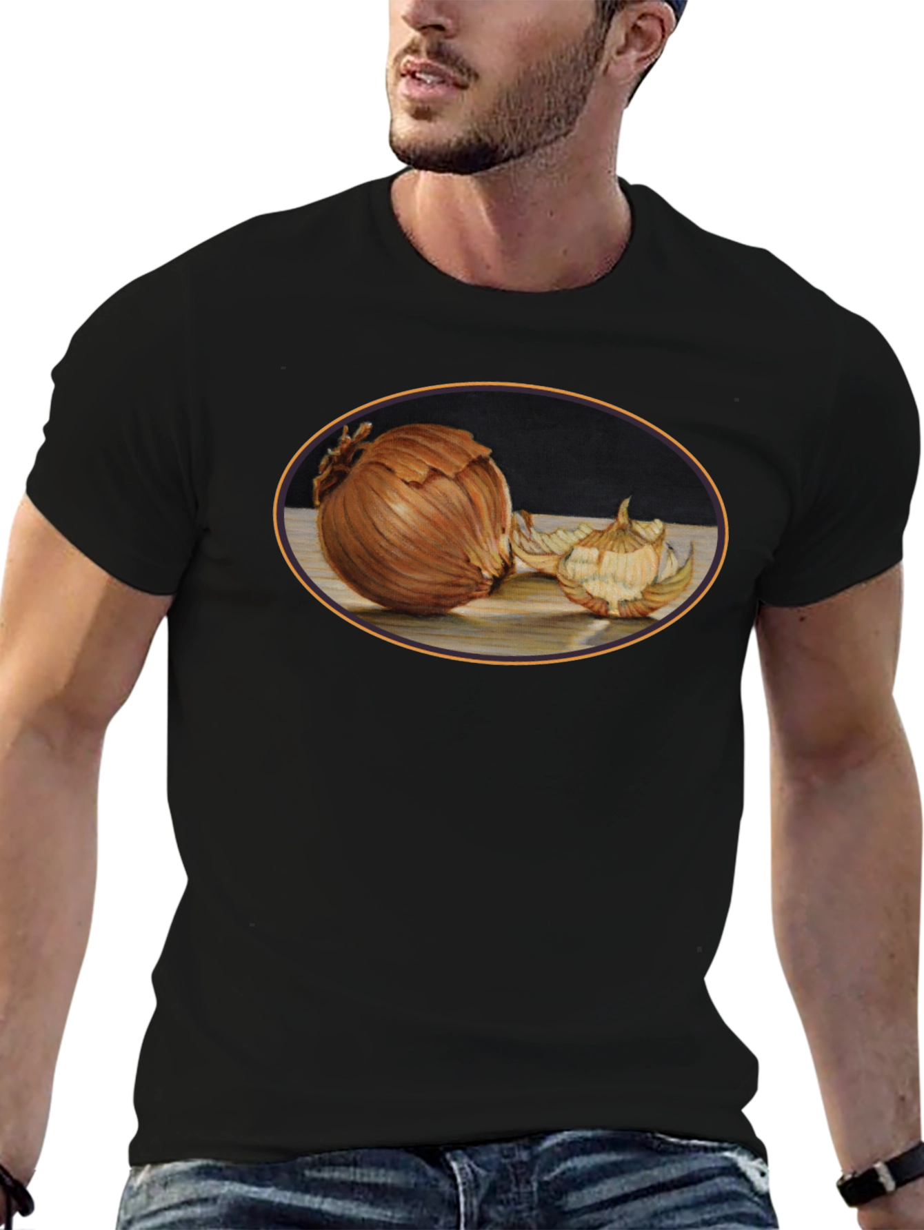 Onion Still Life Black T-Shirt