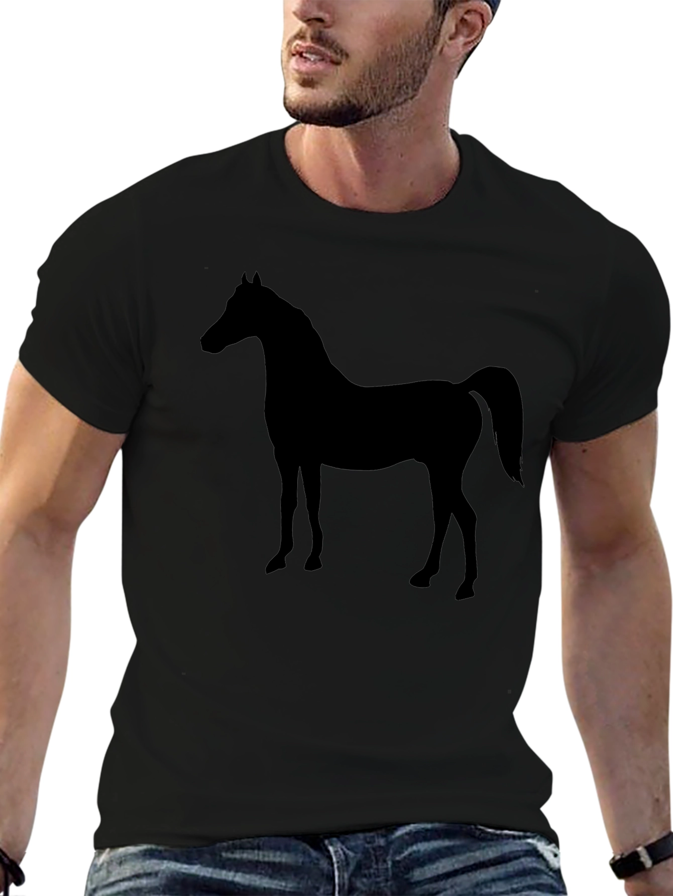 Black Horse Silhouette Graphic T-Shirt