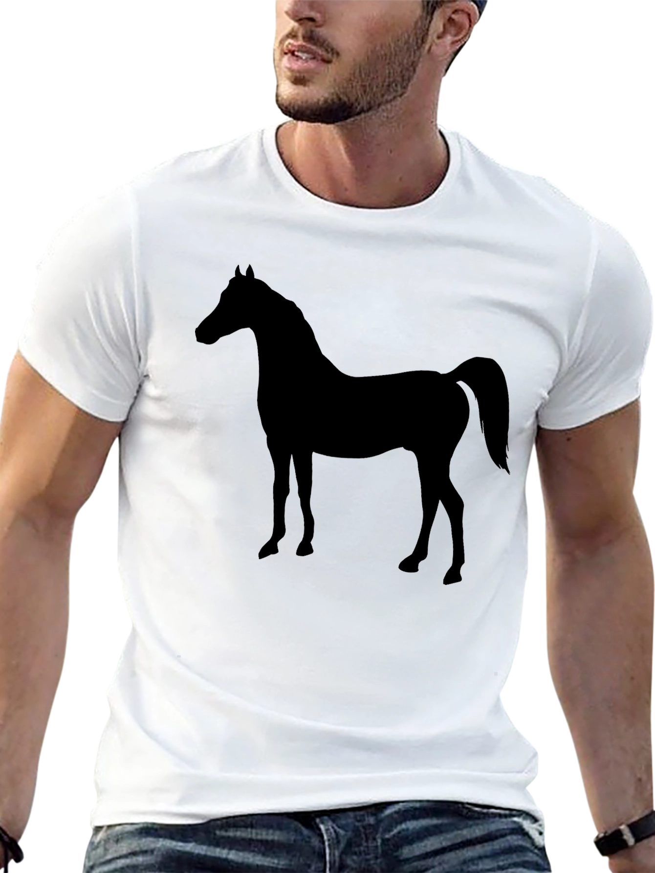 Black Horse Silhouette Graphic T-Shirt