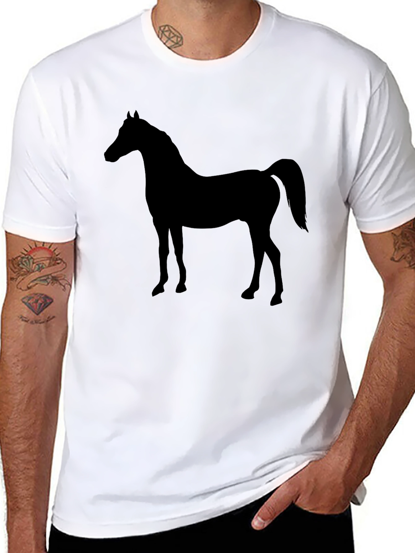 Black Horse Silhouette Graphic T-Shirt
