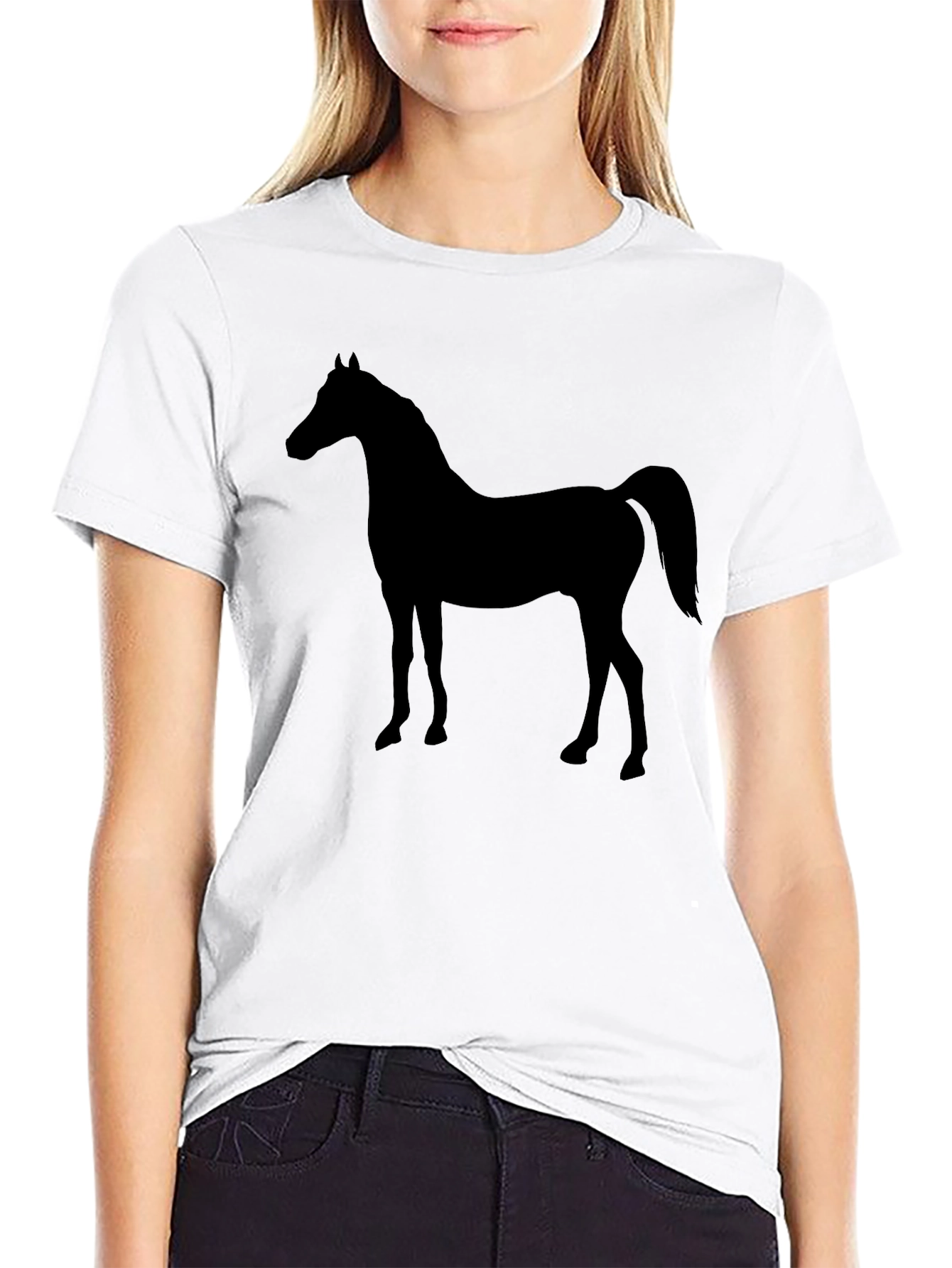 Black Horse Silhouette Graphic T-Shirt