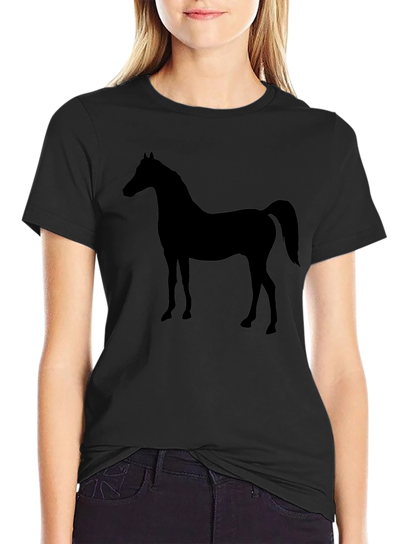 Black Horse Silhouette Graphic T-Shirt