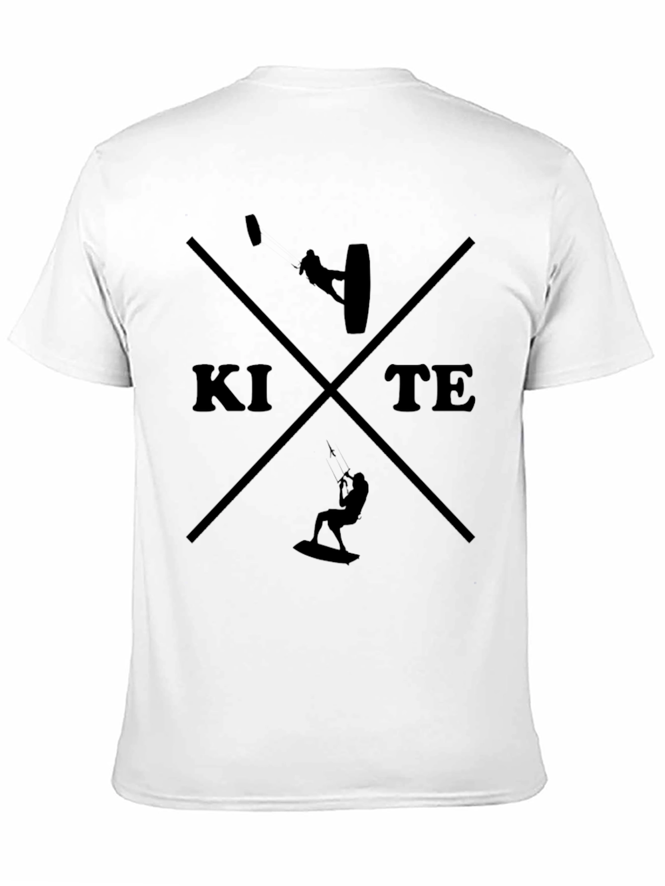 Kite Surfing Graphic Tee - Black Crew Neck T-Shirt