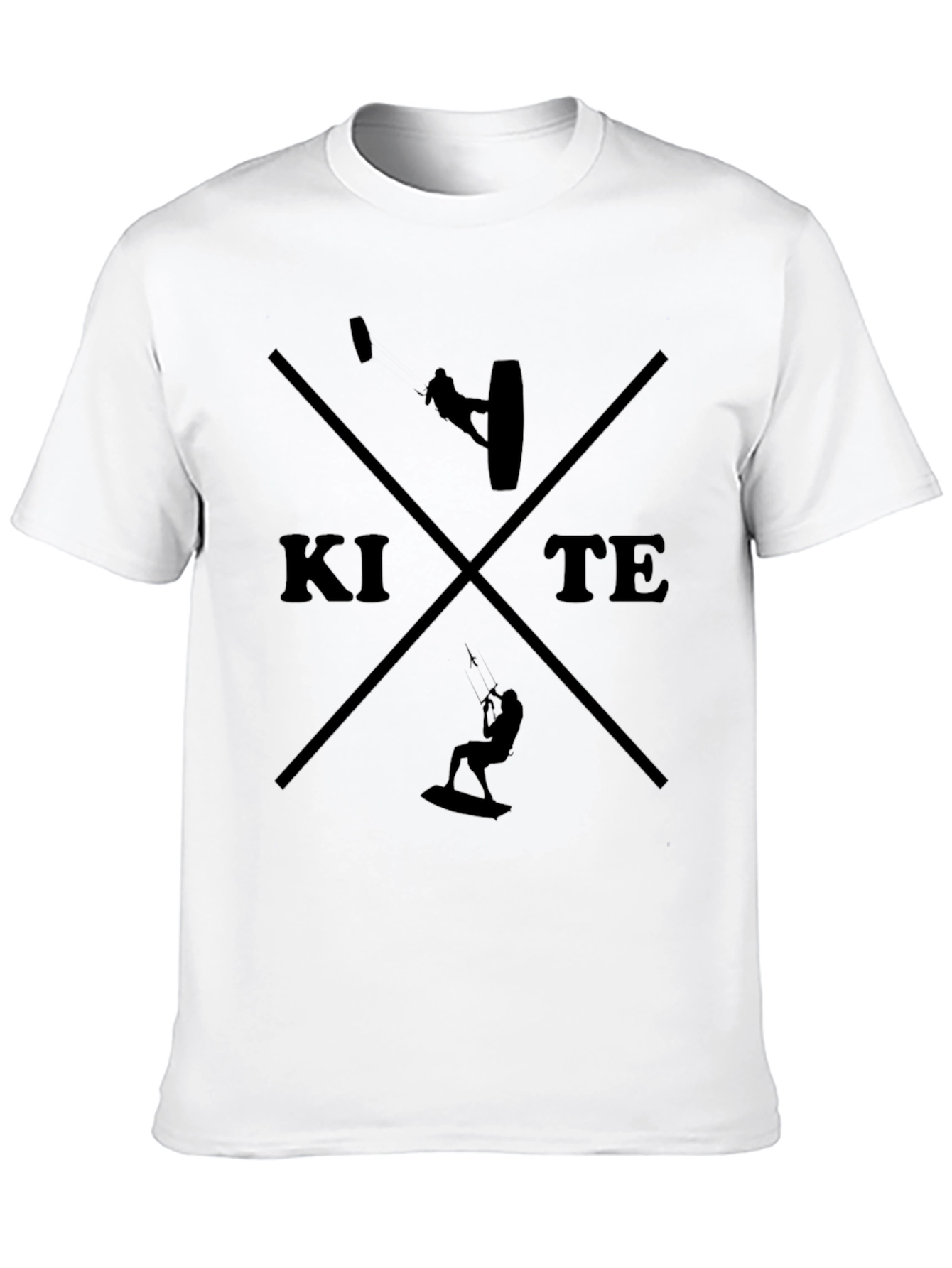 Kite Surfing Graphic Tee - Black Crew Neck T-Shirt
