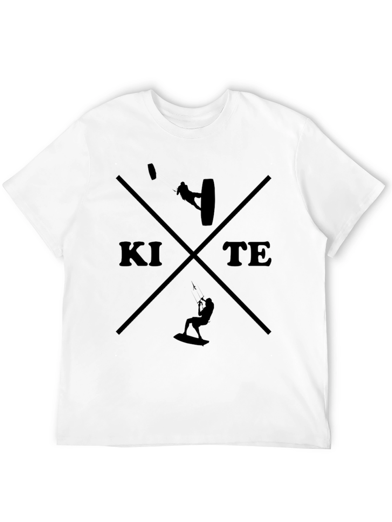 Kite Surfing Graphic Tee - Black Crew Neck T-Shirt