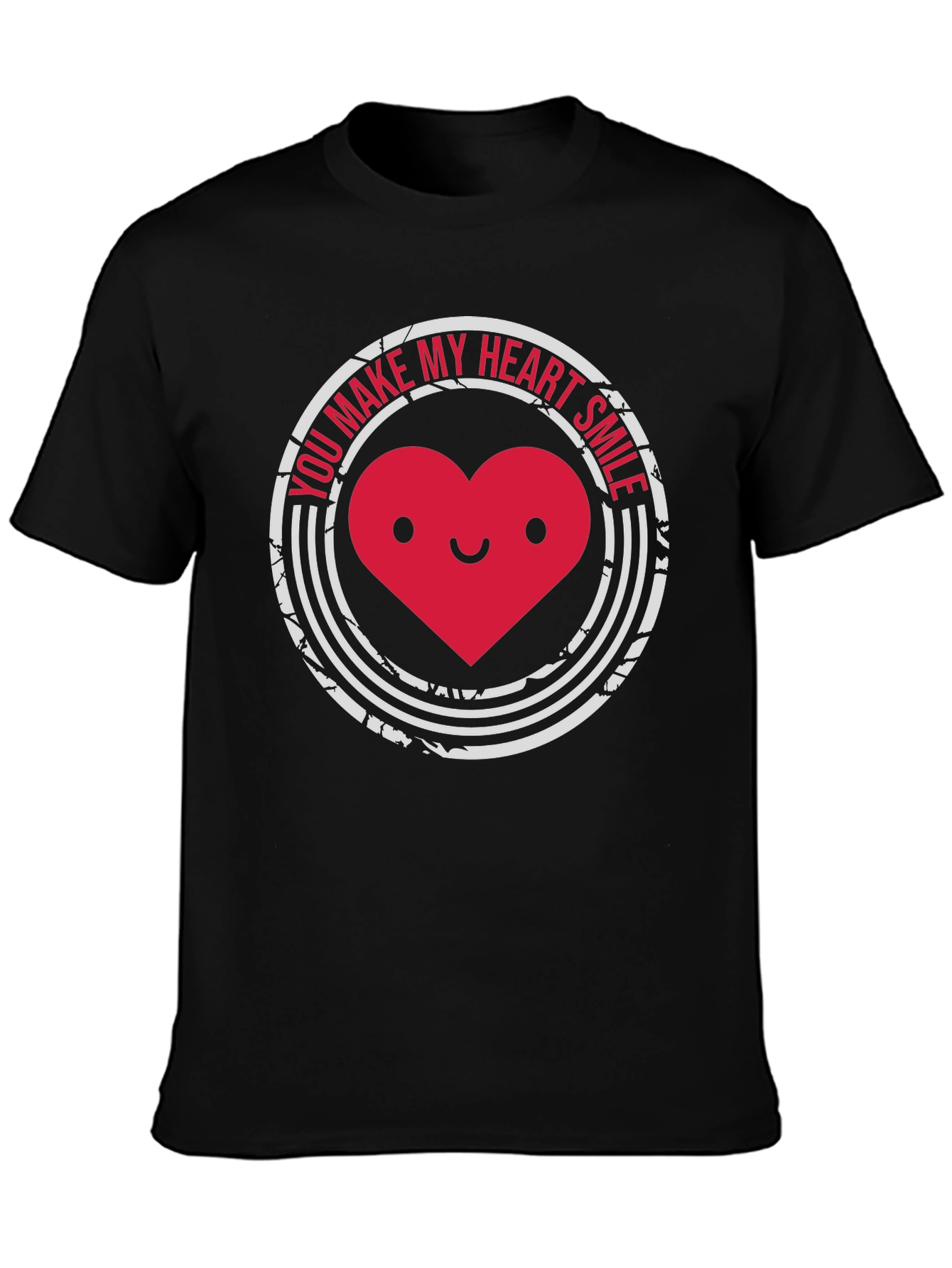 Heart Smile Graphic Tee - Soft Black Cotton