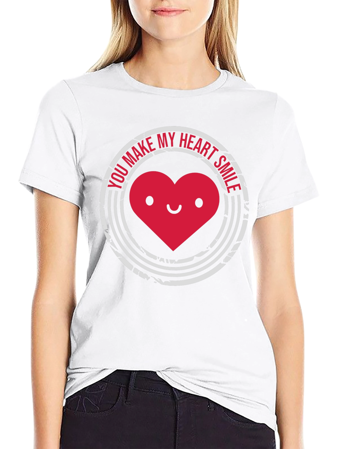 Heart Smile Graphic Tee - Soft Black Cotton
