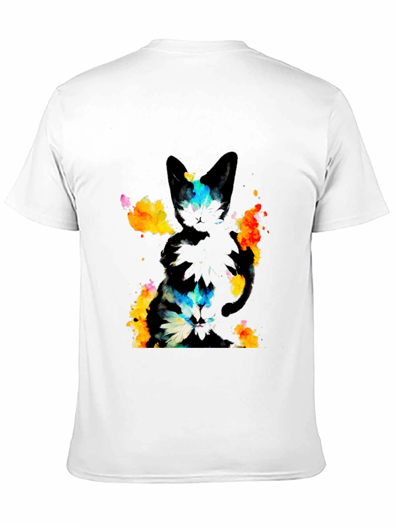 Abstract Cat Graphic Black T-Shirt