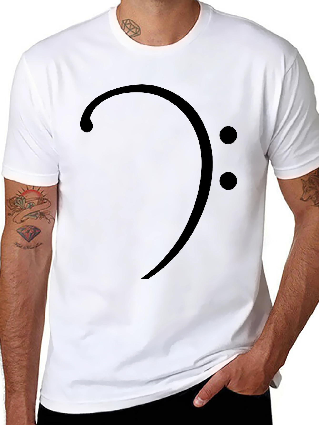 Bass Clef Black Graphic Tee - Music Lover T-Shirt