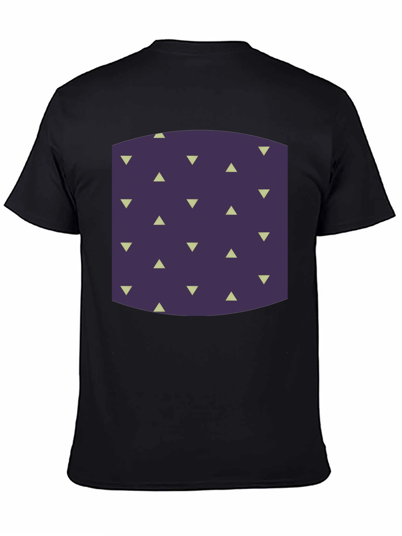 Geometric Triangle Pattern Black T-Shirt