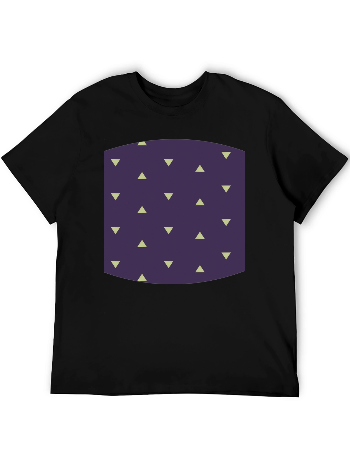 Geometric Triangle Pattern Black T-Shirt