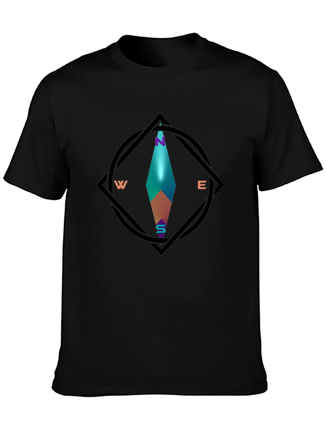 Compass Graphic Black Tee - Stylish Direction