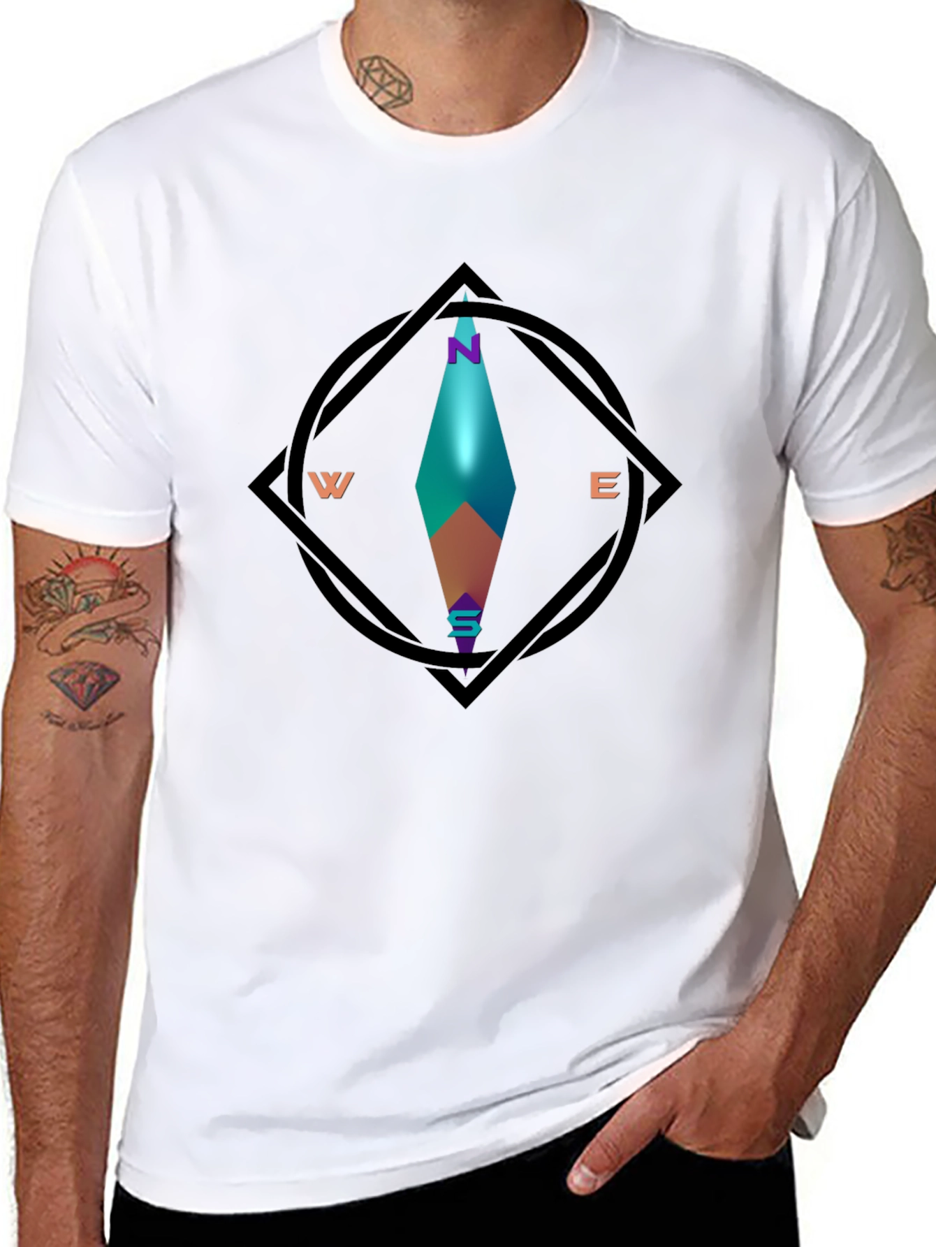 Compass Graphic Black Tee - Stylish Direction