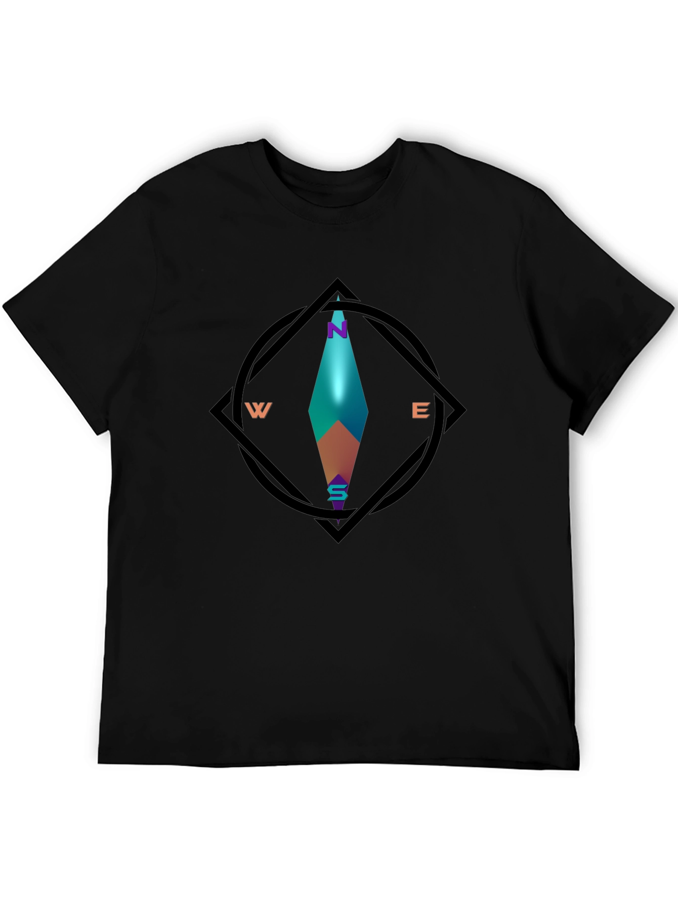 Compass Graphic Black Tee - Stylish Direction