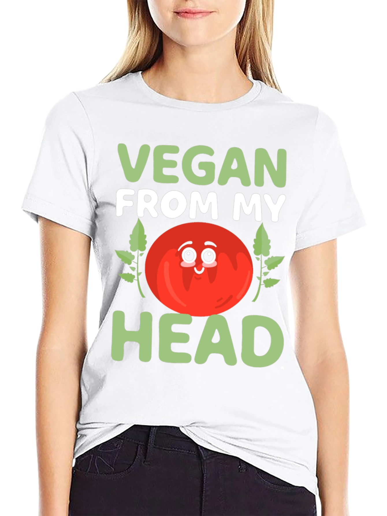 Vegan From My Head T-Shirt - Cute Tomato Design