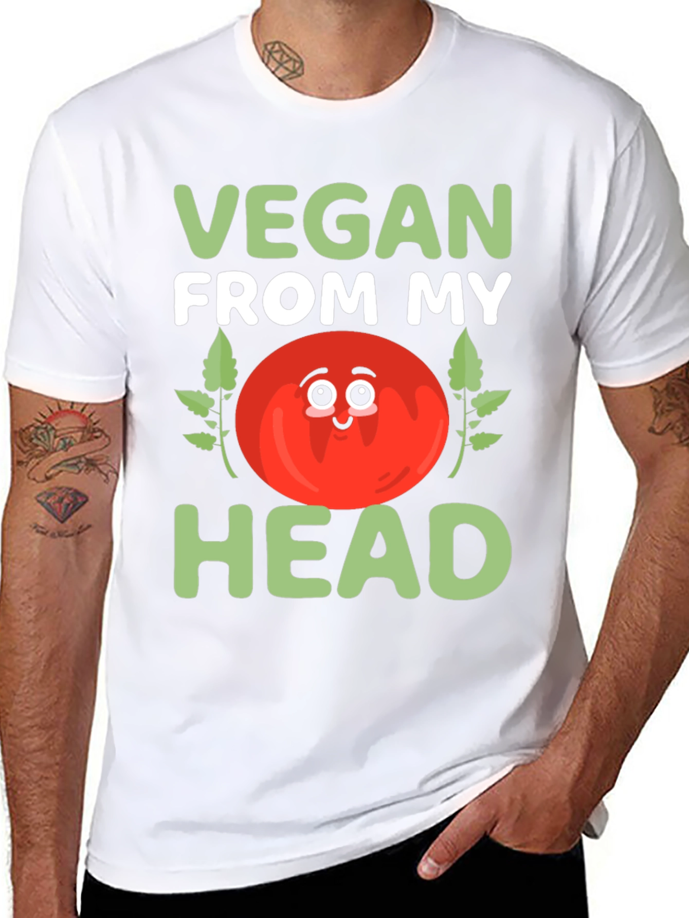 Vegan From My Head T-Shirt - Cute Tomato Design