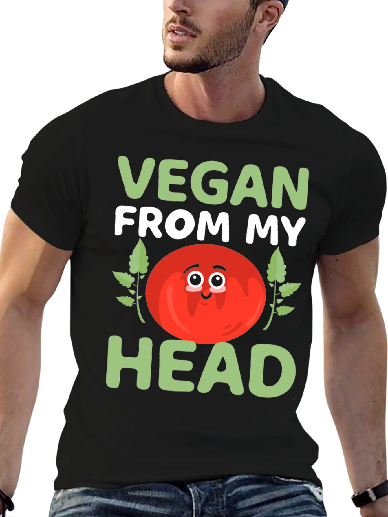 Vegan From My Head T-Shirt - Cute Tomato Design