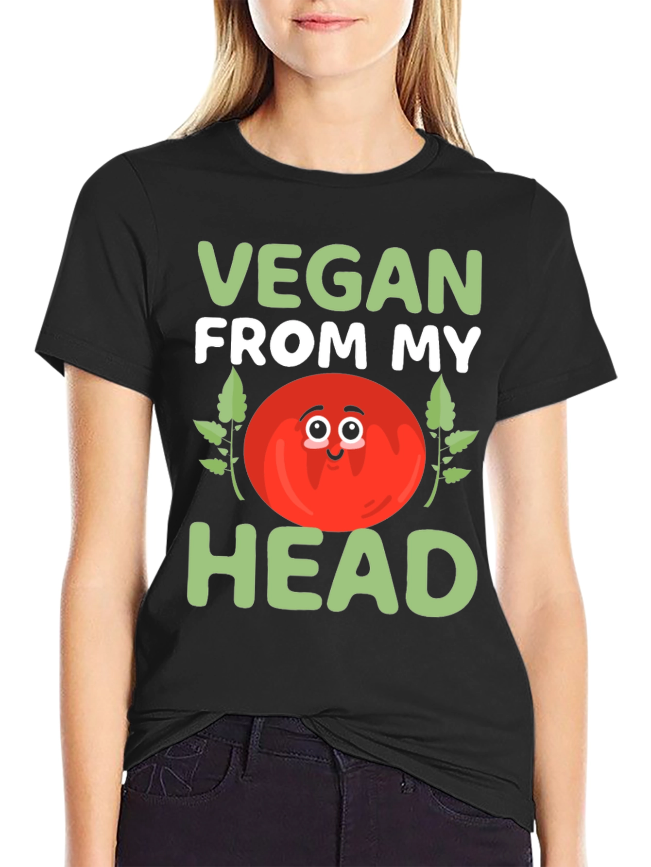Vegan From My Head T-Shirt - Cute Tomato Design