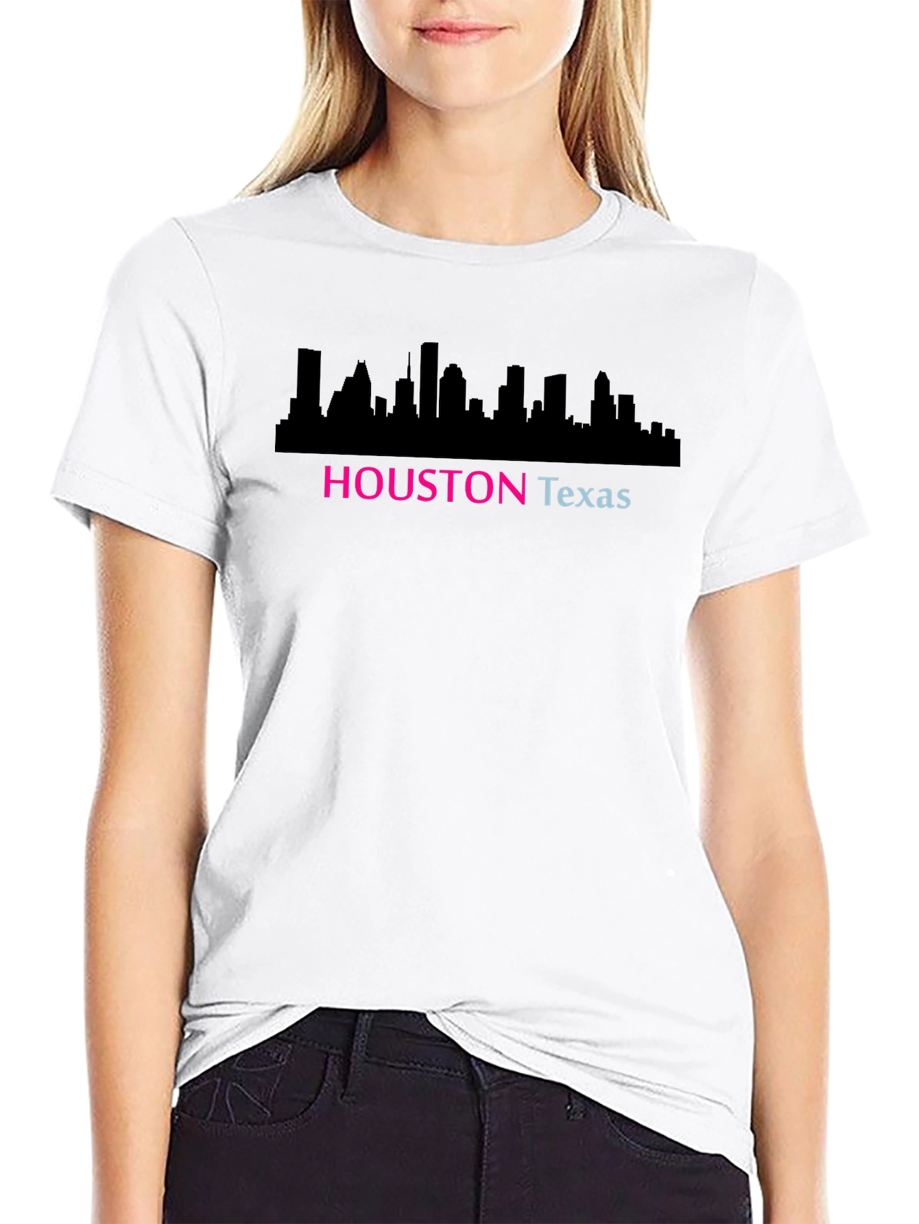 Houston Texas Skyline Graphic Black T-Shirt