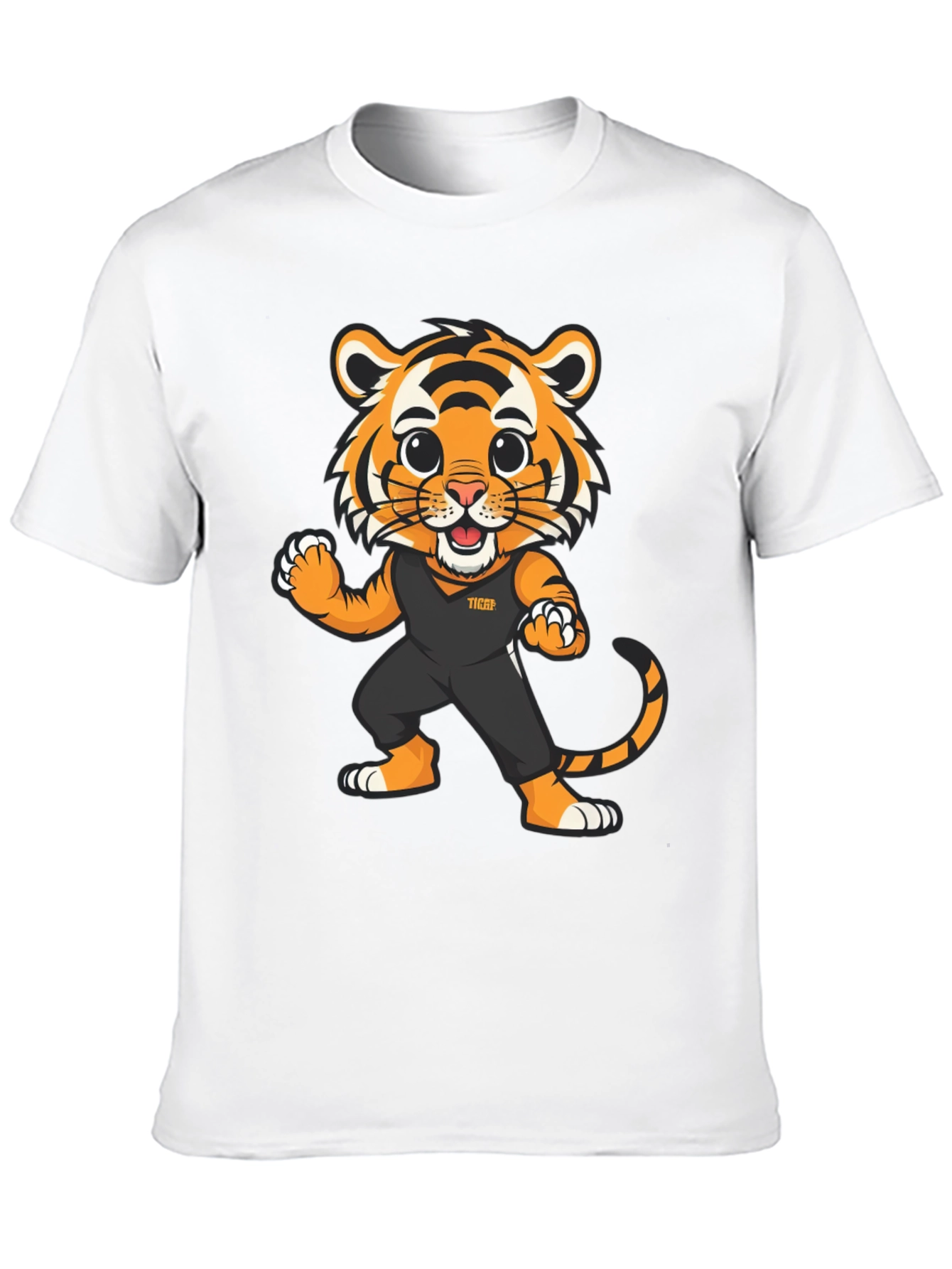 Tiger Cartoon Graphic Black T-Shirt