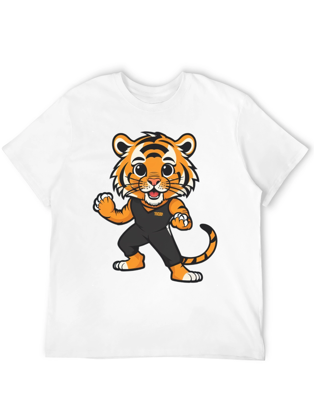 Tiger Cartoon Graphic Black T-Shirt