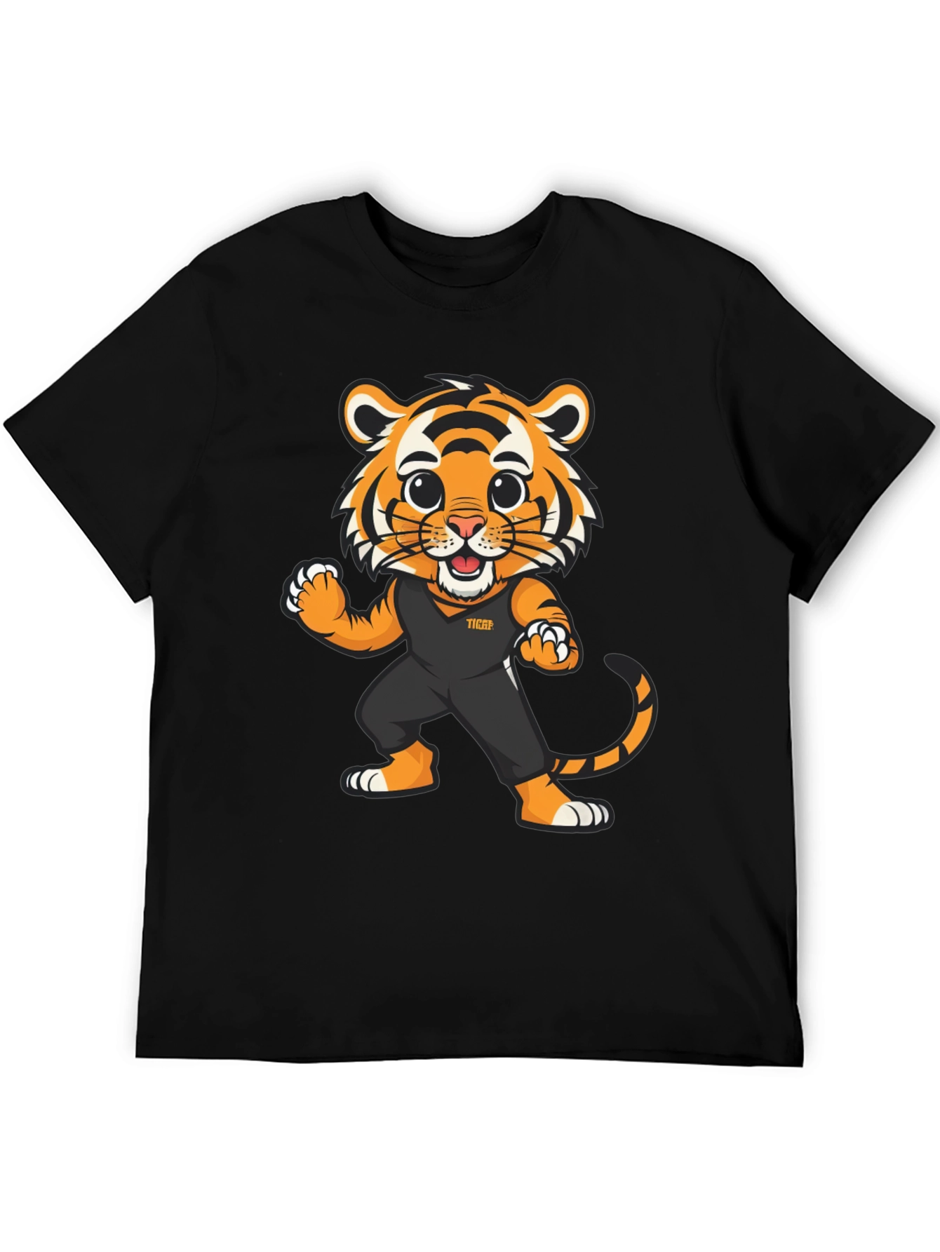 Tiger Cartoon Graphic Black T-Shirt