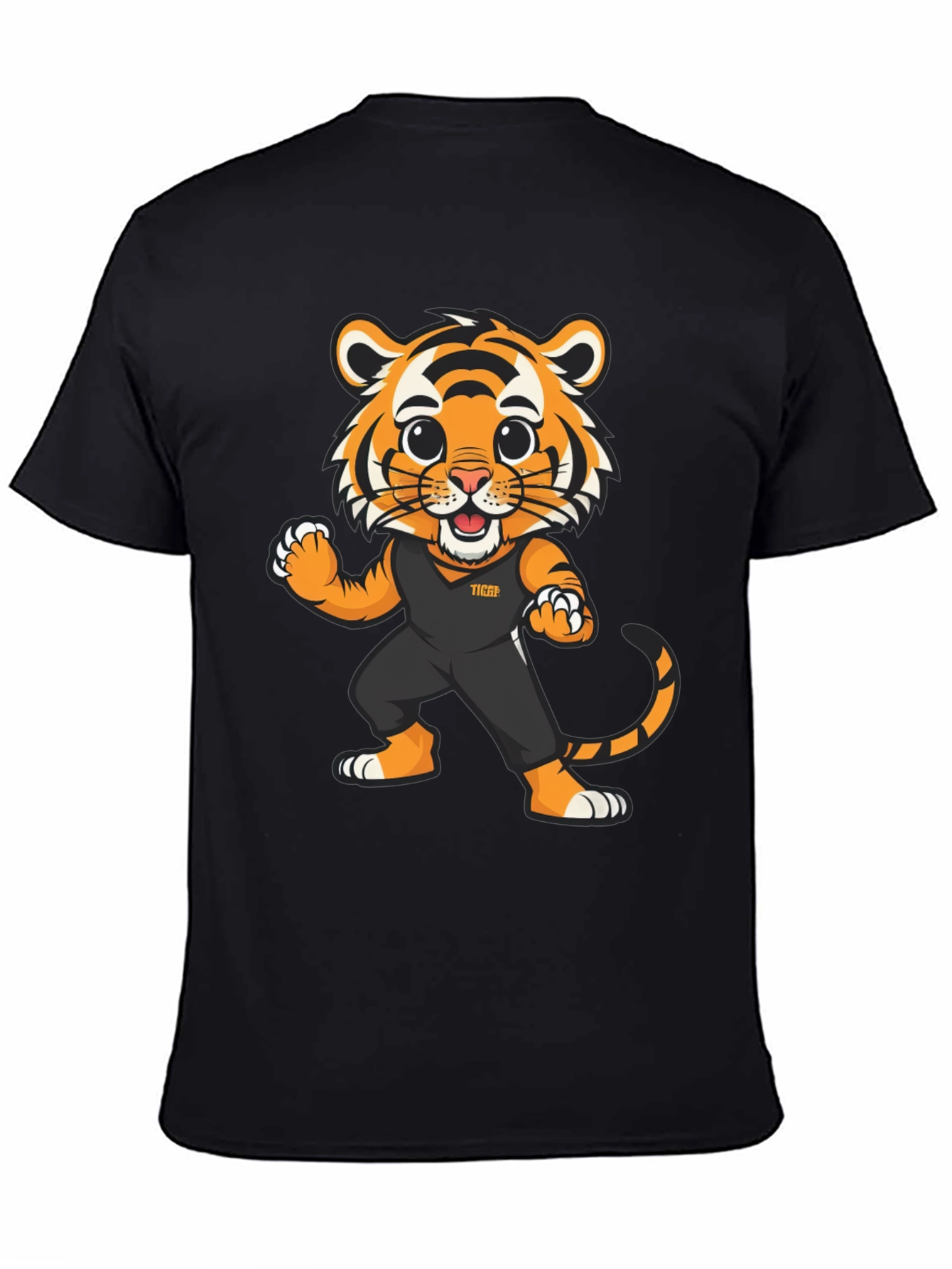 Tiger Cartoon Graphic Black T-Shirt