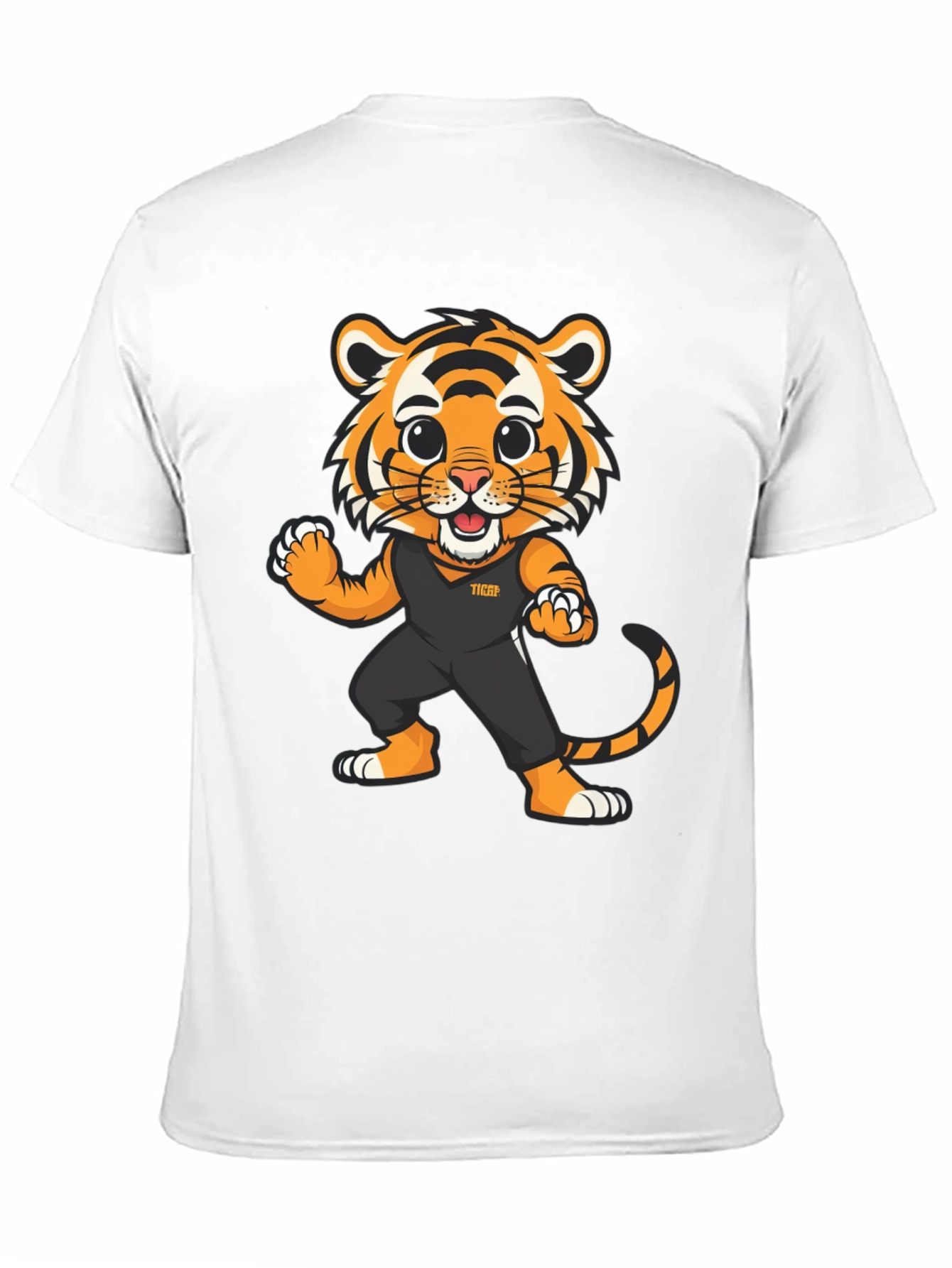 Tiger Cartoon Graphic Black T-Shirt