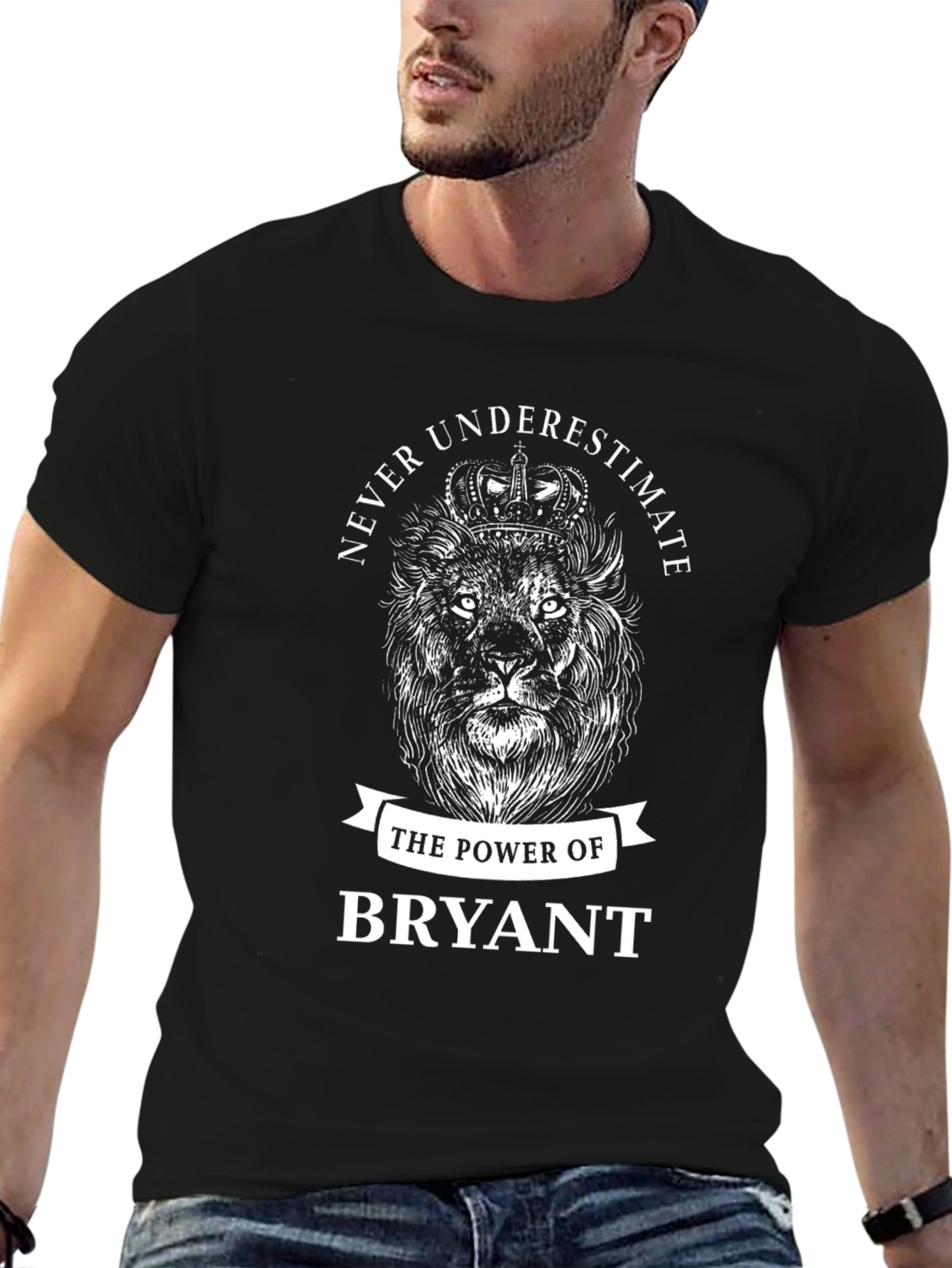 Never Underestimate Bryant Lion Crown Black T-Shirt