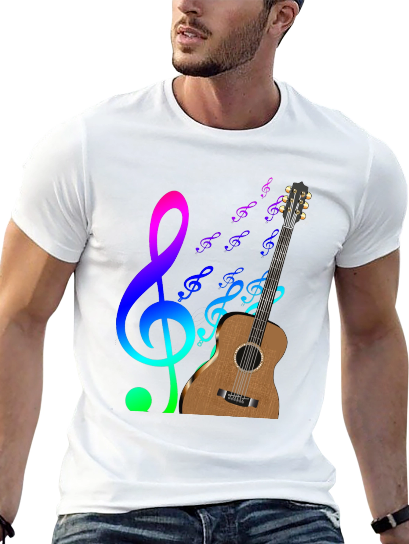 Musical Notes Guitar Graphic Tee